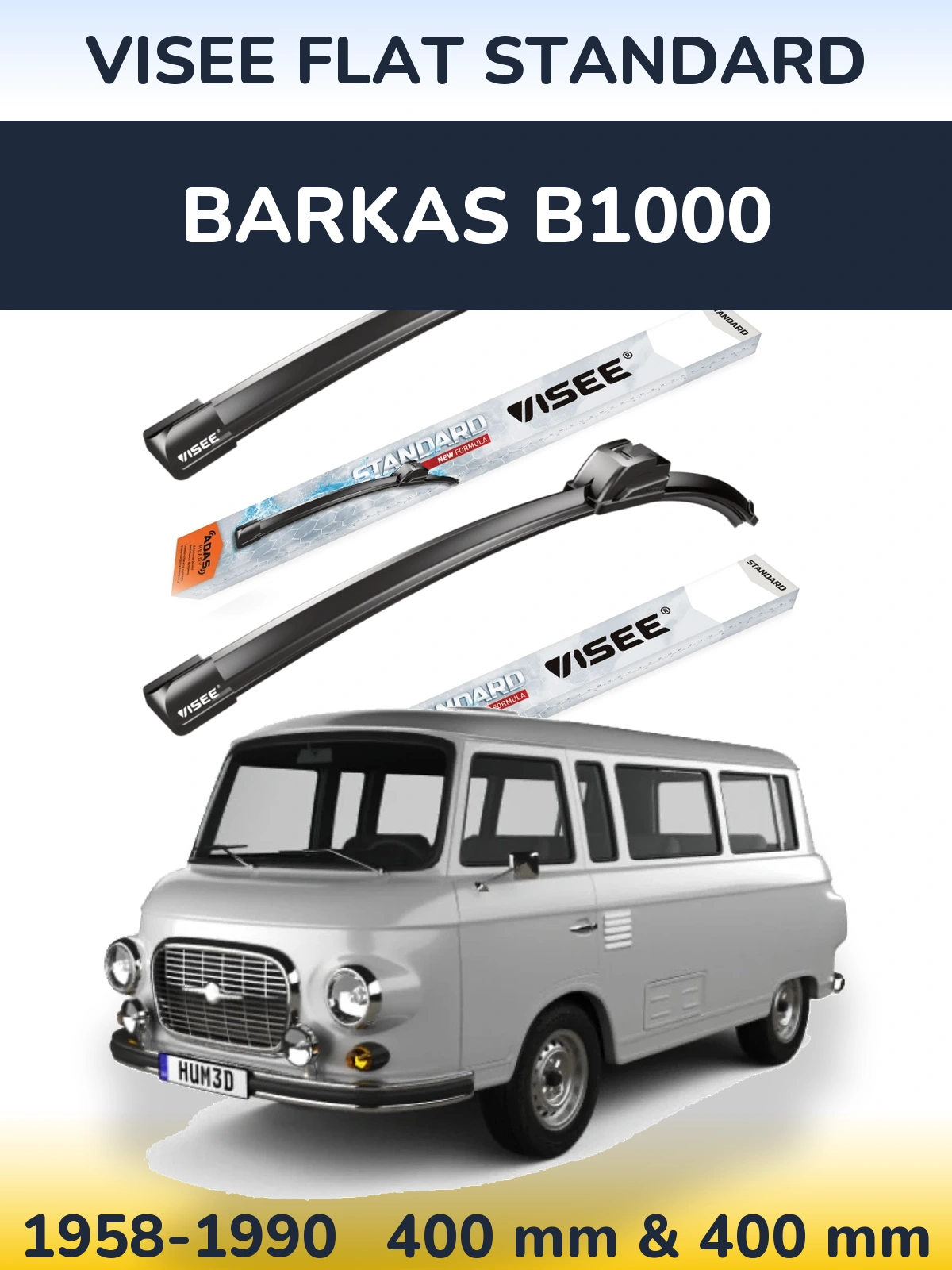Комплект передніх щіток VISEE FLAT STANDARD 400 & 400 мм для Barkas B1000 1958-1990