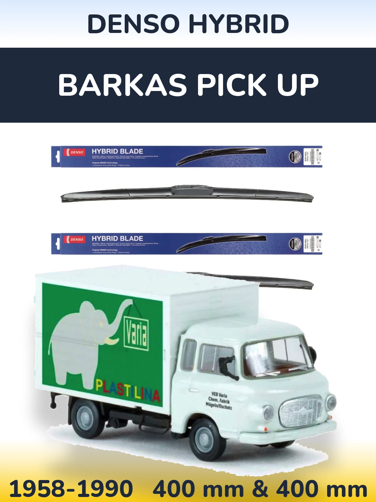 Комплект передніх щіток Denso Hybrid 400 & 400 мм для Barkas Pick Up 1958-1990