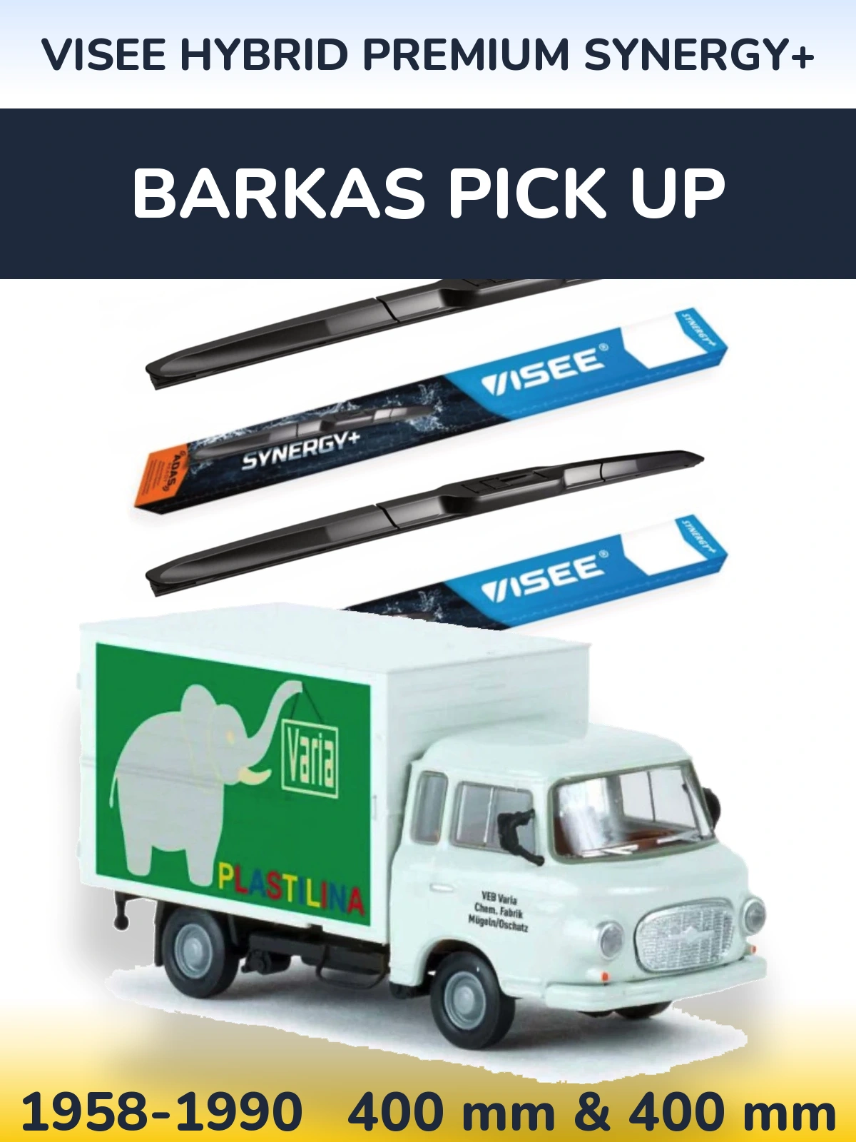 Комплект передніх щіток VISEE HYBRID PREMIUM SYNERGY+ 400 & 400 мм для Barkas Pick Up 1958-1990