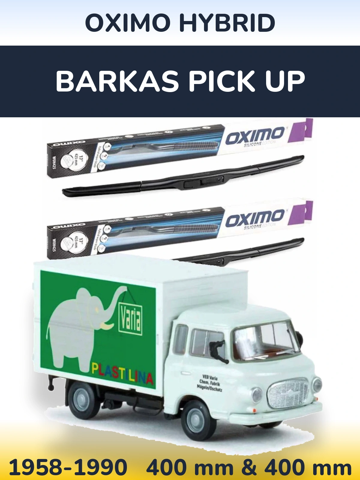 Комплект передніх щіток Oximo Hybrid 400 & 400 мм для Barkas Pick Up 1958-1990