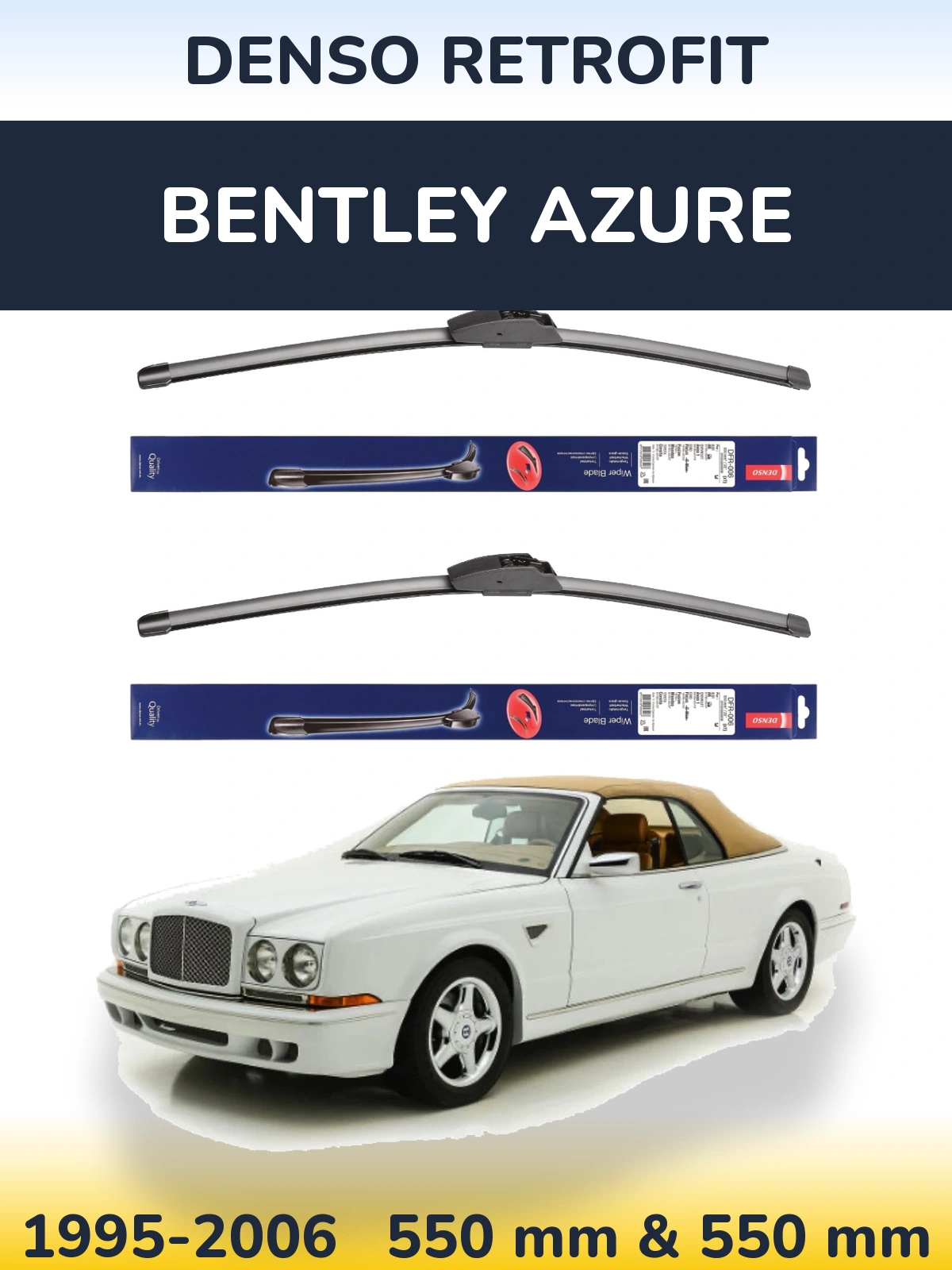 Front wiper blade set Denso Retrofit 550 & 550 mm for Bentley Azure 1995-2006