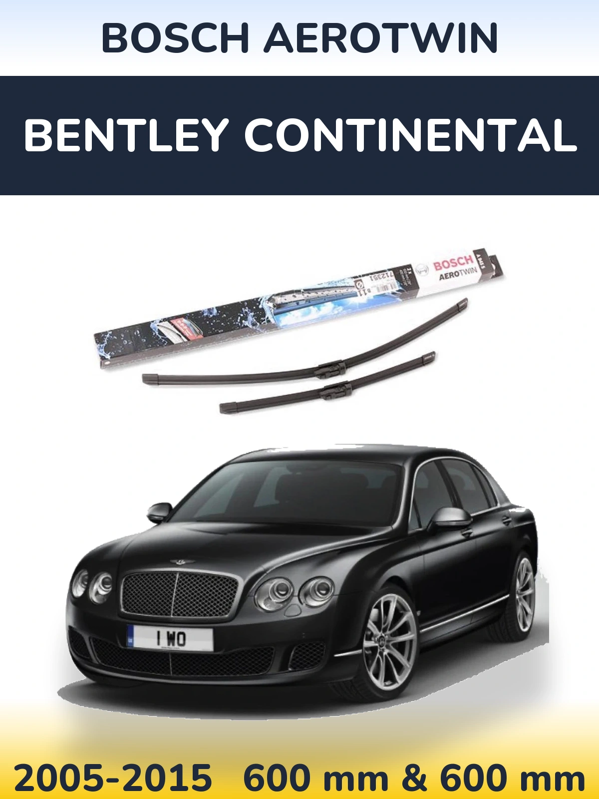 Front wiper blade set BOSCH AeroTwin 600 & 600 mm for Bentley Continental 2005-2015