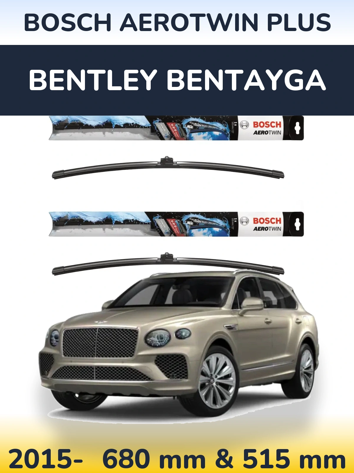 Комплект передніх щіток BOSCH AeroTwin Plus 700 & 500 мм для Bentley Bentayga 2015-2026