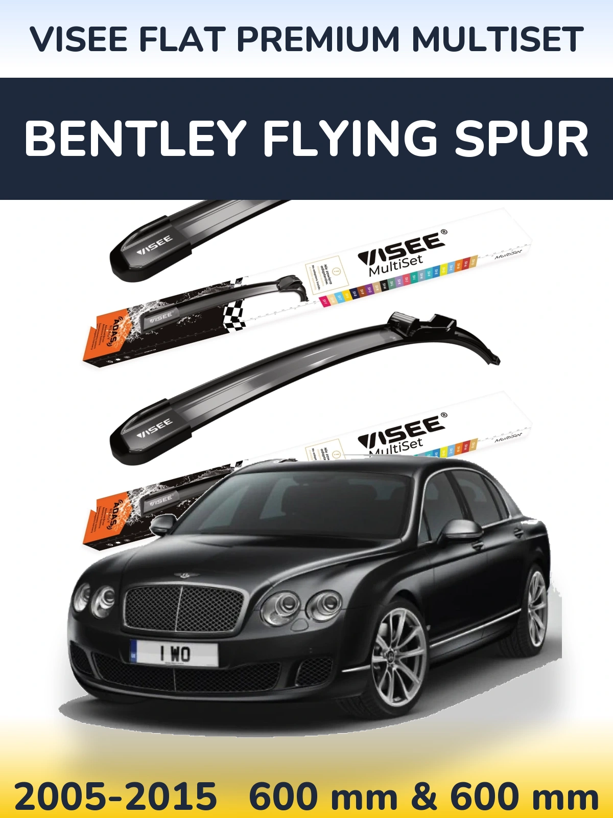 Front wiper blade set VISEE FLAT PREMIUM MultiSet 600 & 600 mm for Bentley Flying Spur 2005-2015