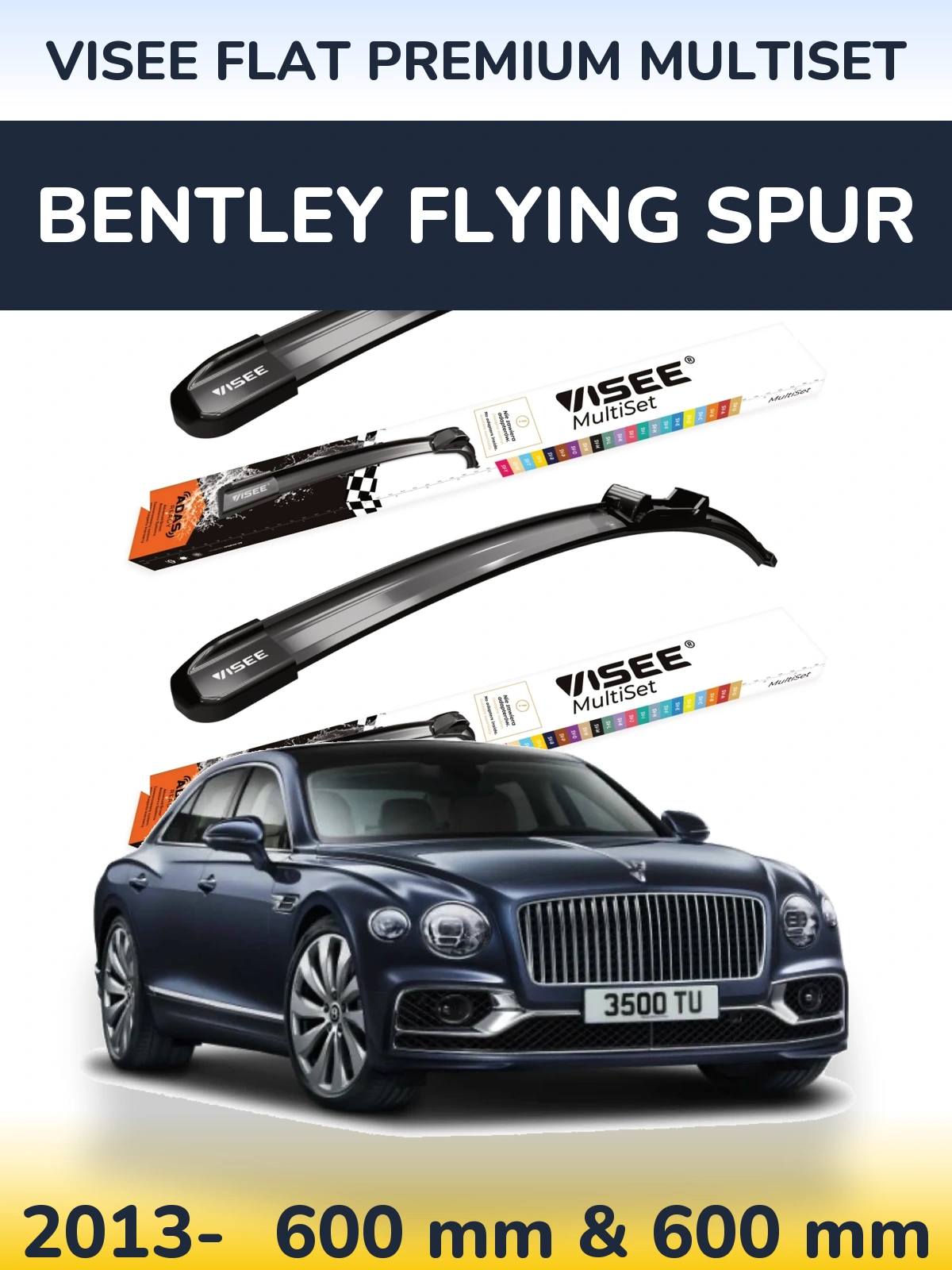 Komplet przednich wycieraczek VISEE FLAT PREMIUM MultiSet 600 & 600 mm do Bentley Flying Spur 2013-2026