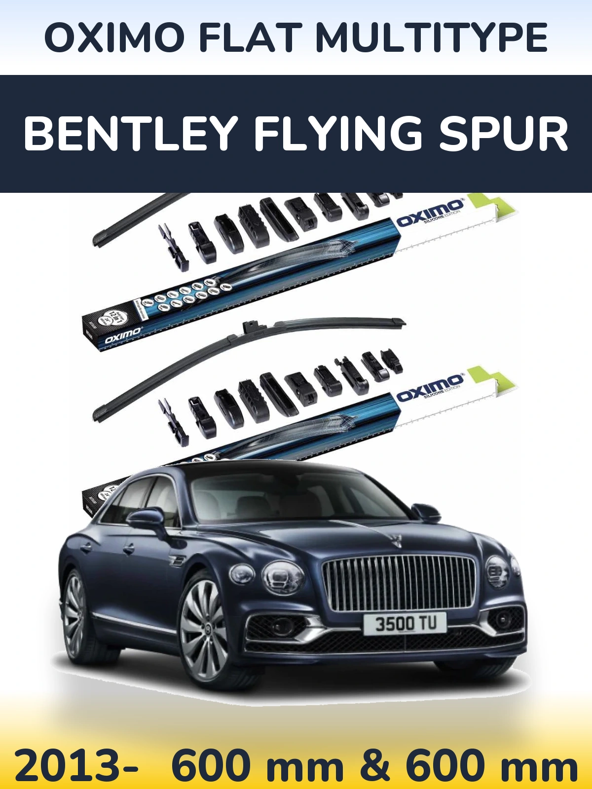 Комплект передних дворников Oximo Flat MultiТипe 600 & 600 мм для Bentley Flying Spur 2013-2026