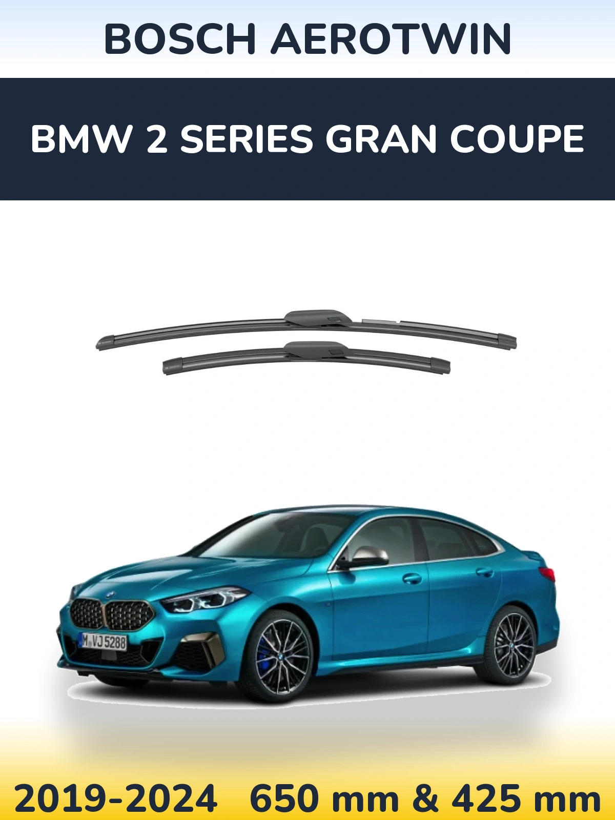 Комплект передних дворников BOSCH AeroTwin 650 & 425 мм для BMW 2 Series Gran Coupe 2019-2024