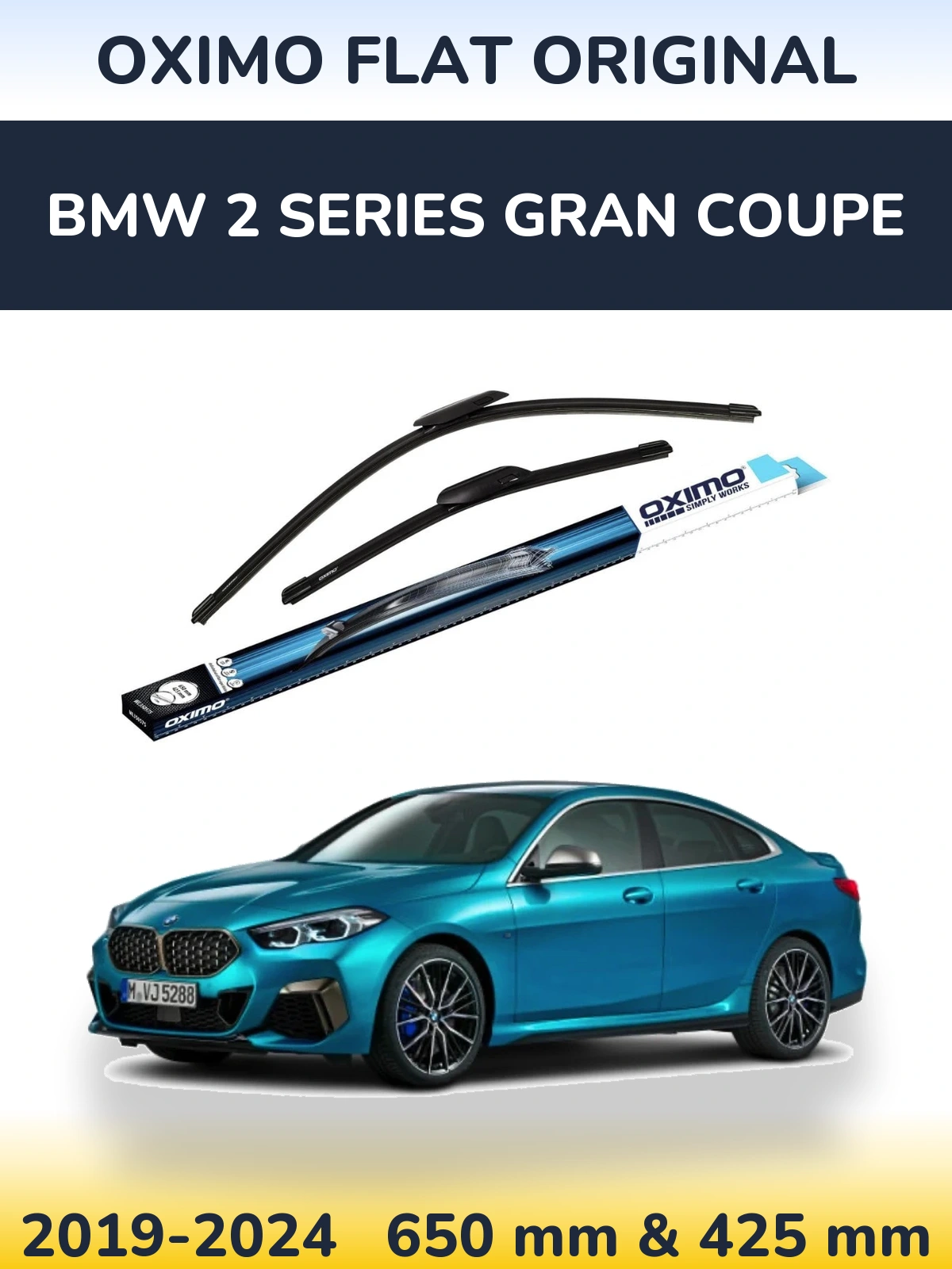 Front wiper blade set Oximo Flat Original 650 & 425 mm for BMW 2 Series Gran Coupe 2019-2024