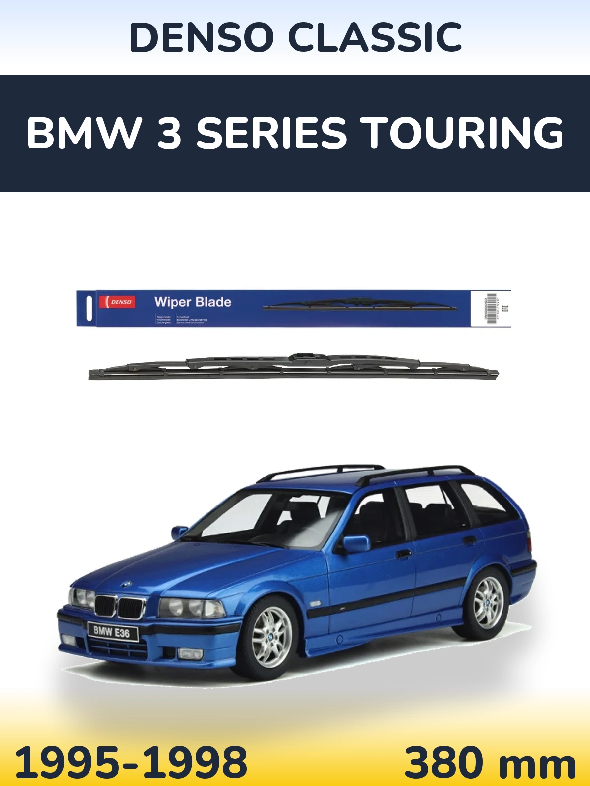 Rear wiper blade Denso Classic 380 mm for BMW 3 Series Touring 1995-1998