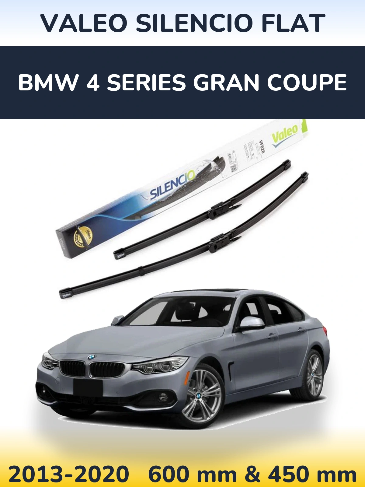 Komplet przednich wycieraczek Valeo Silencio Flat 600 & 450 mm do BMW Seria 4 Gran Coupe 2013-2020