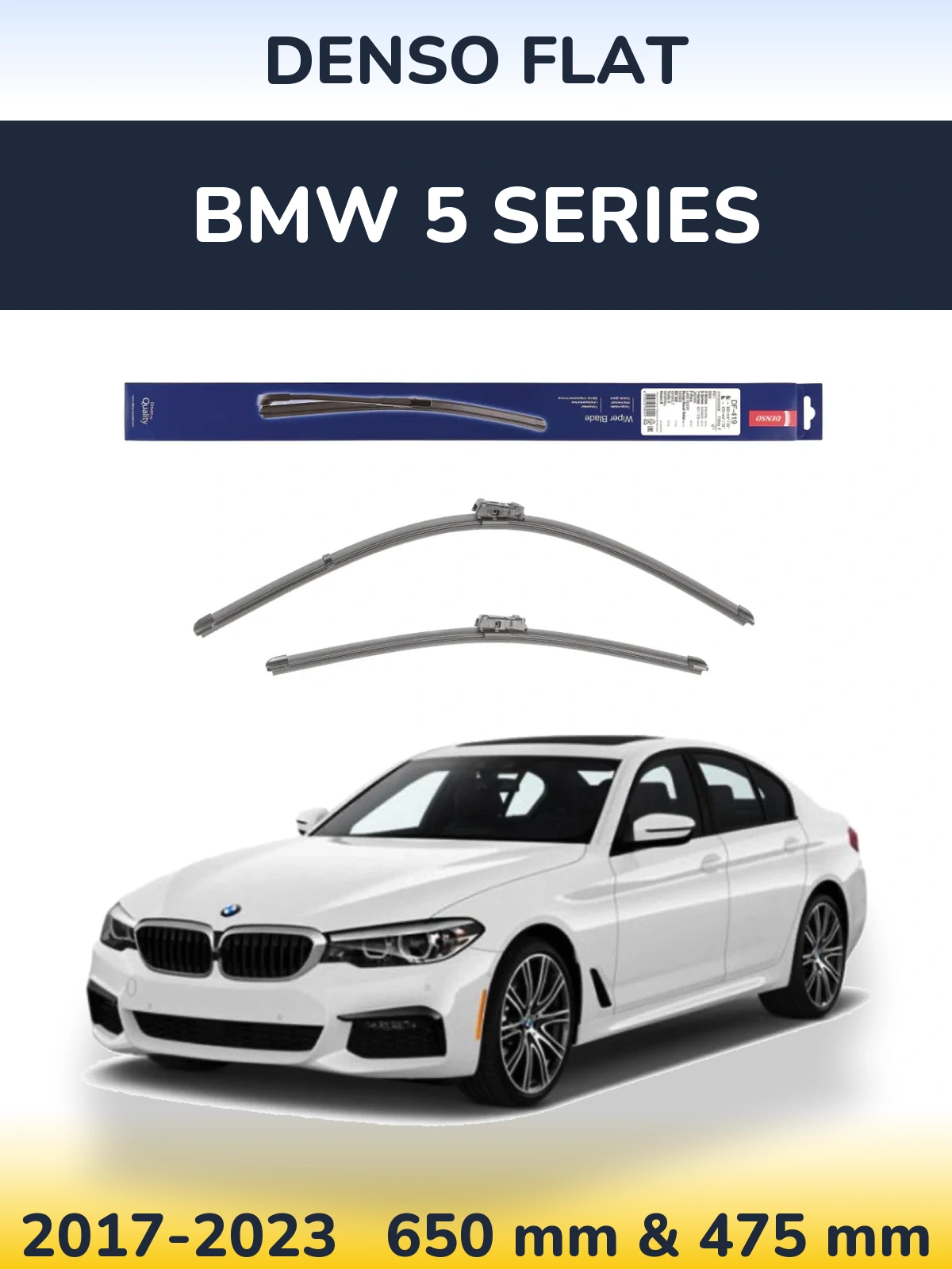 Front wiper blade set Denso Flat 650 & 475 mm for BMW 5 Series 2017-2023