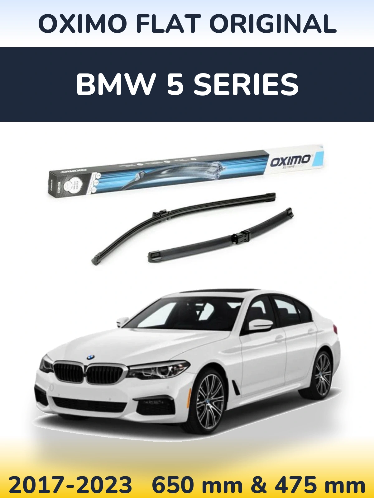 Front wiper blade set Oximo Flat Original 650 & 475 mm for BMW 5 Series 2017-2023