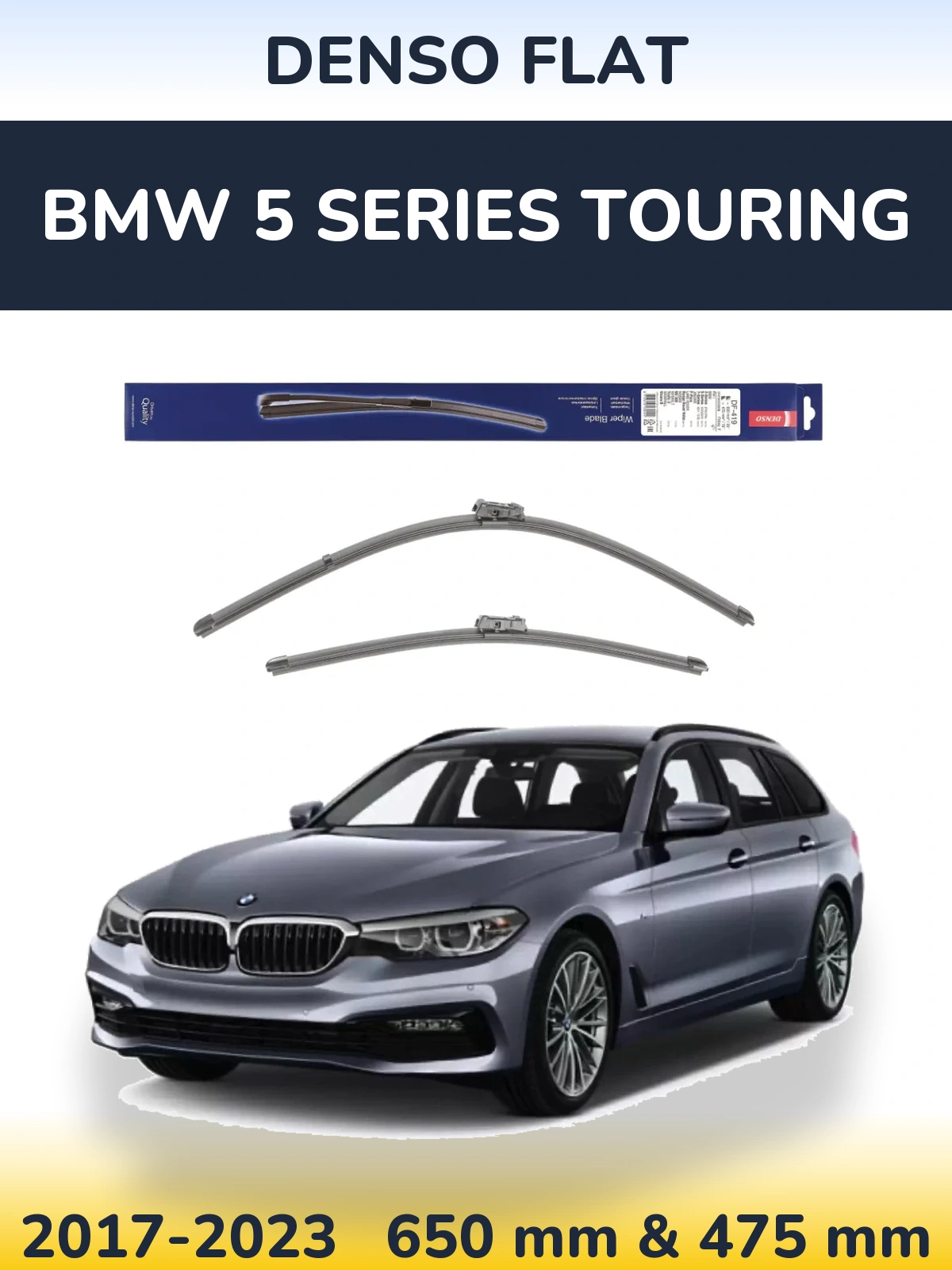 Komplet przednich wycieraczek Denso Flat 650 & 475 mm do BMW Seria 5 Touring 2017-2023