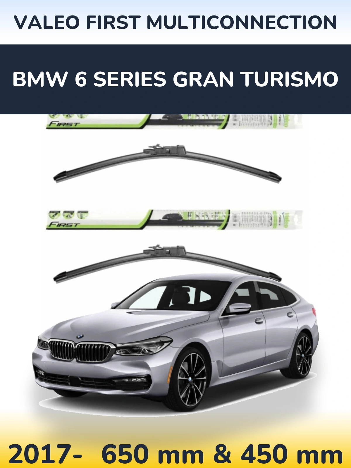 Komplet przednich wycieraczek Valeo First MultiConnection 650 & 450 mm do BMW Seria 6 Gran Turismo 2017-2026