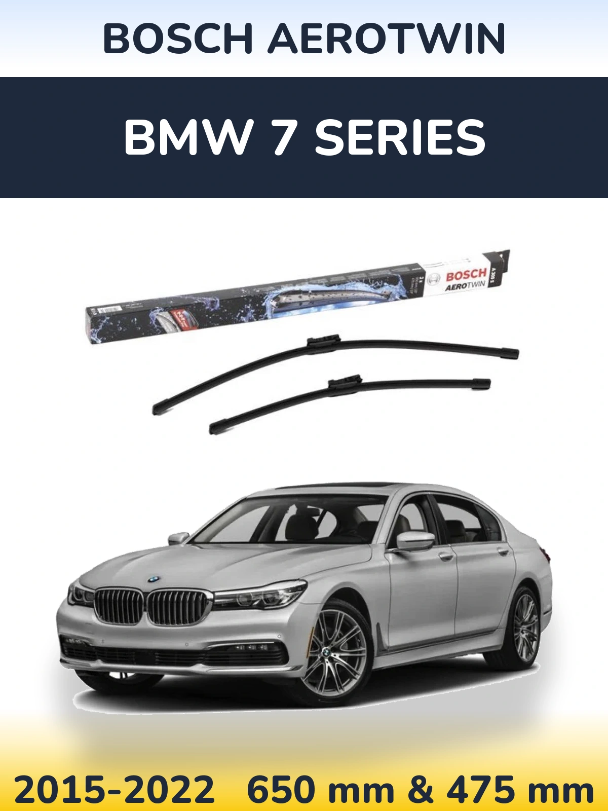 Комплект передних дворников BOSCH AeroTwin 650 & 475 мм для BMW 7 Series 2015-2022