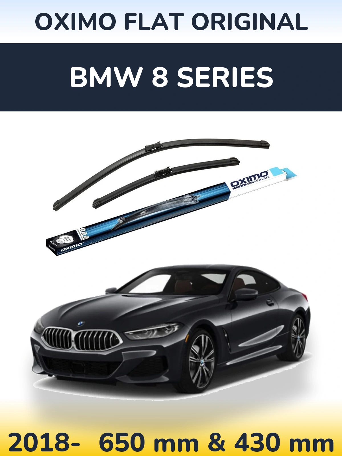Комплект передних дворников Oximo Flat Original 650 & 430 мм для BMW 8 Series 2018-2026