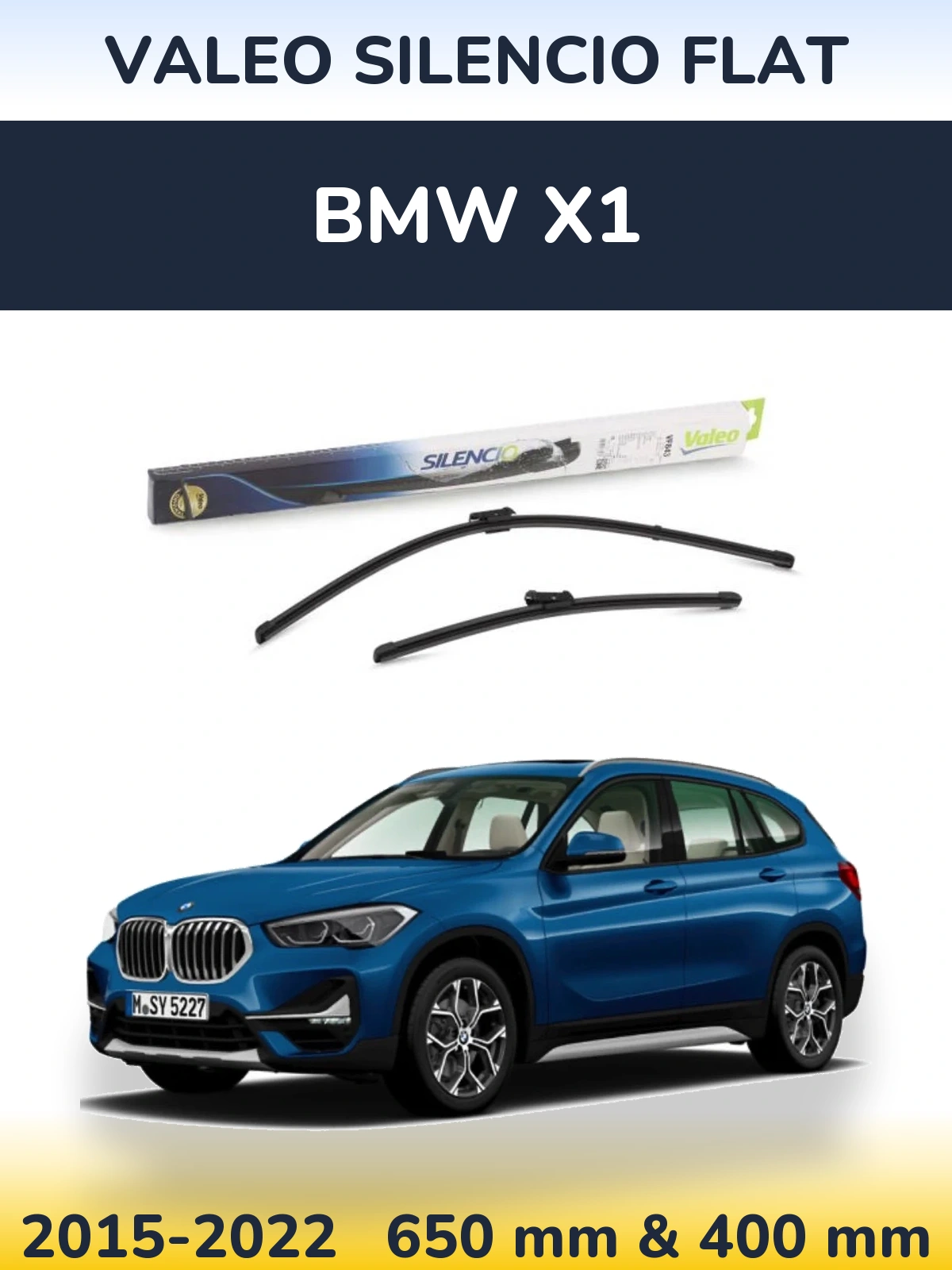 Komplet przednich wycieraczek Valeo Silencio Flat 650 & 400 mm do BMW X1 2015-2022