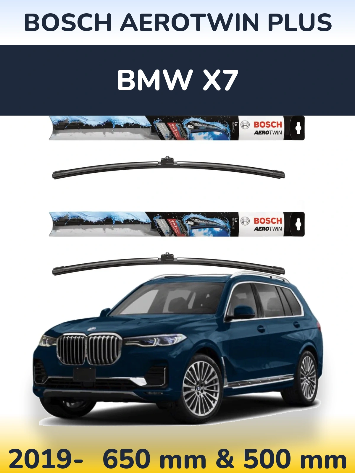 Komplet przednich wycieraczek BOSCH AeroTwin Plus 650 & 500 mm do BMW X7 2019-2026