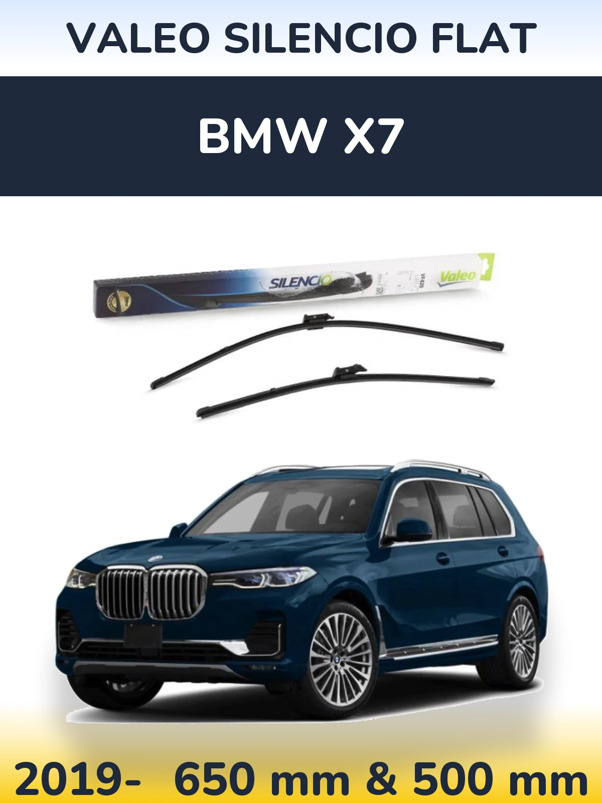 Комплект передних дворников Valeo Silencio Flat 650 & 500 мм для BMW X7 2019-2026