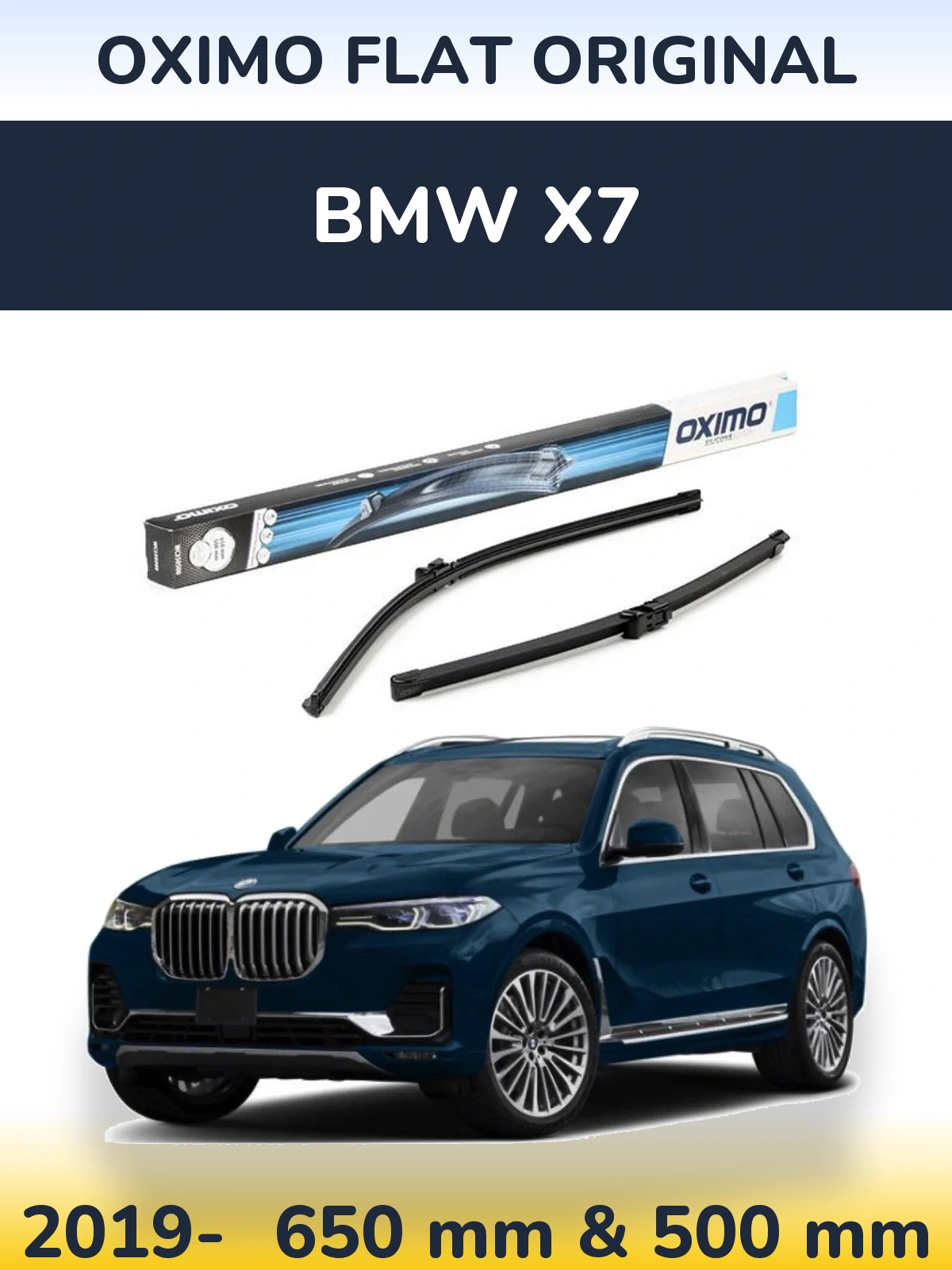 Комплект передних дворников Oximo Flat Original 650 & 500 мм для BMW X7 2019-2026