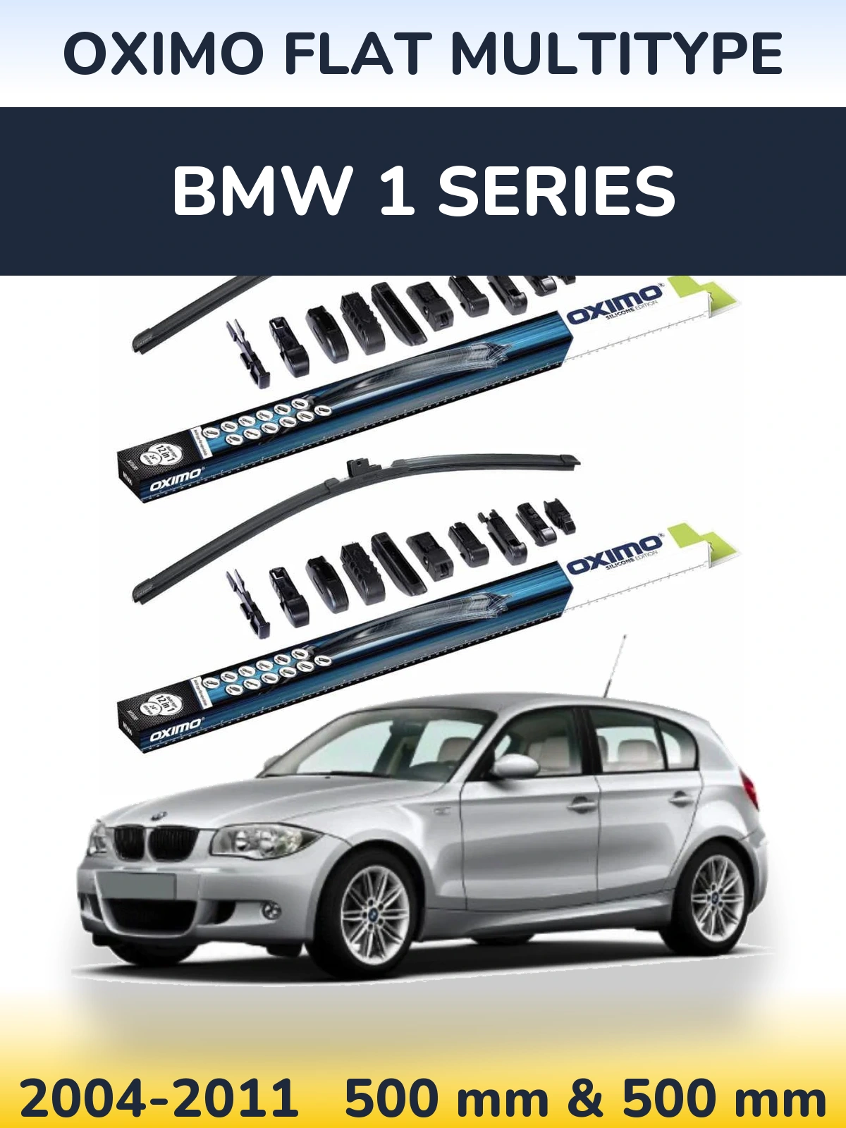 Комплект передних дворников Oximo Flat MultiТипe 500 & 500 мм для BMW 1 Series 2004-2011