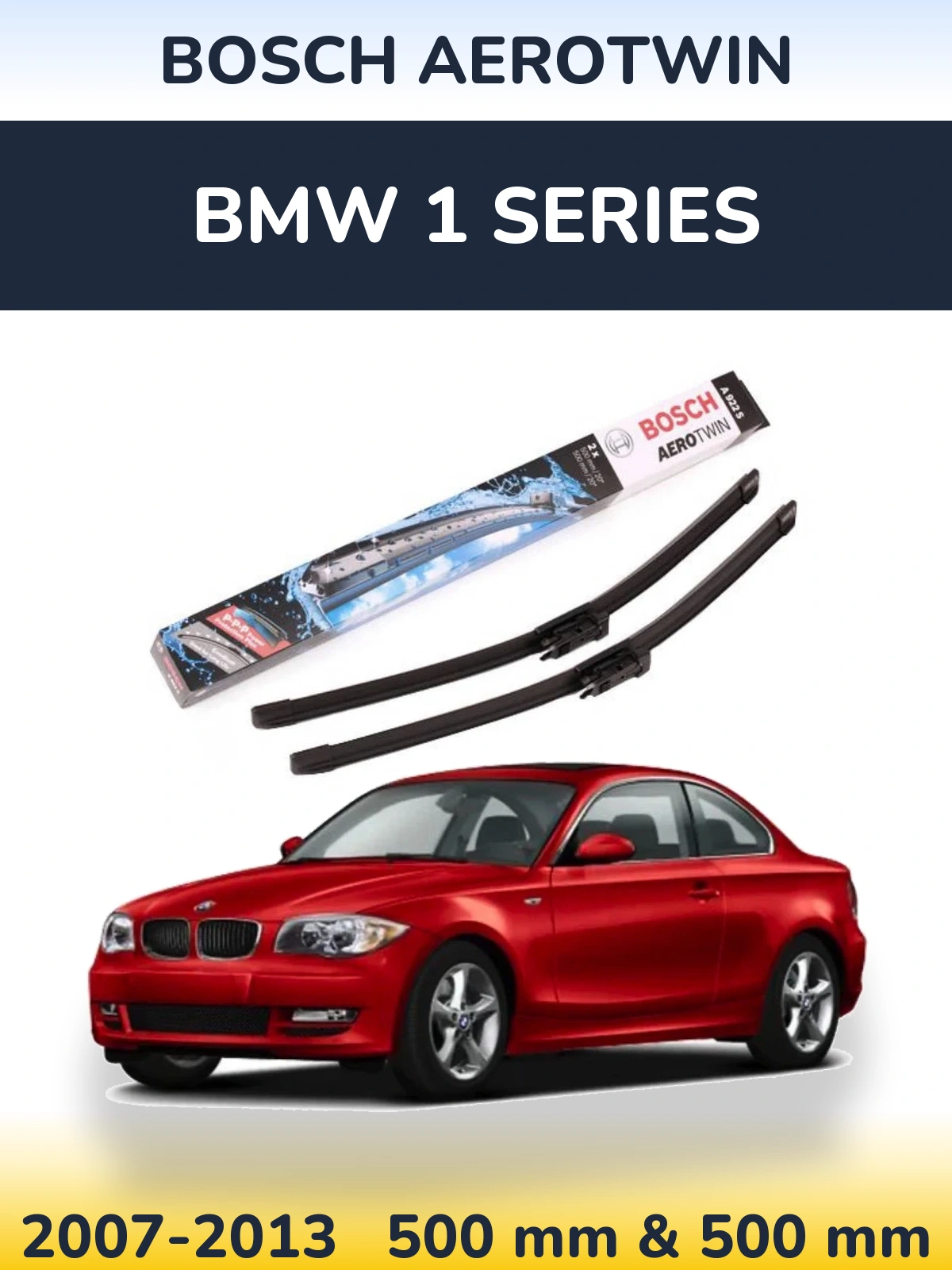 Комплект передніх щіток BOSCH AeroTwin 500 & 500 мм для BMW 1 Series 2007-2013