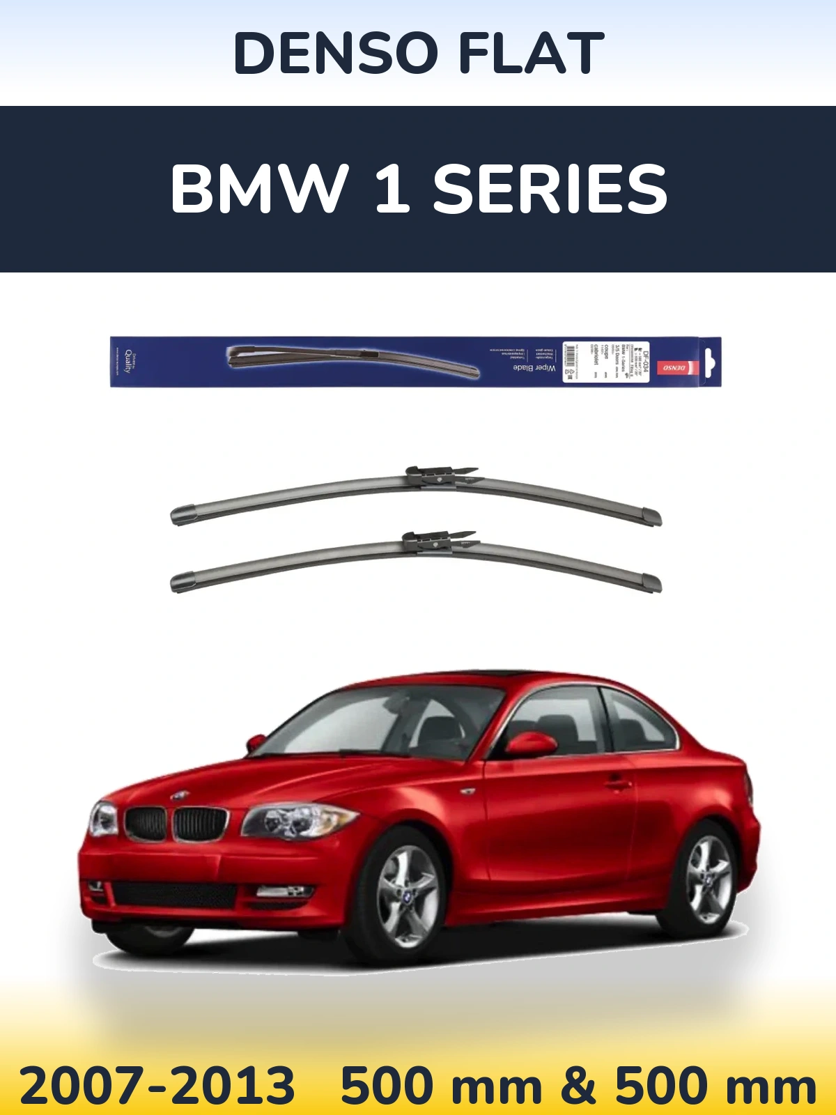 Front wiper blade set Denso Flat 500 & 500 mm for BMW 1 Series 2007-2013