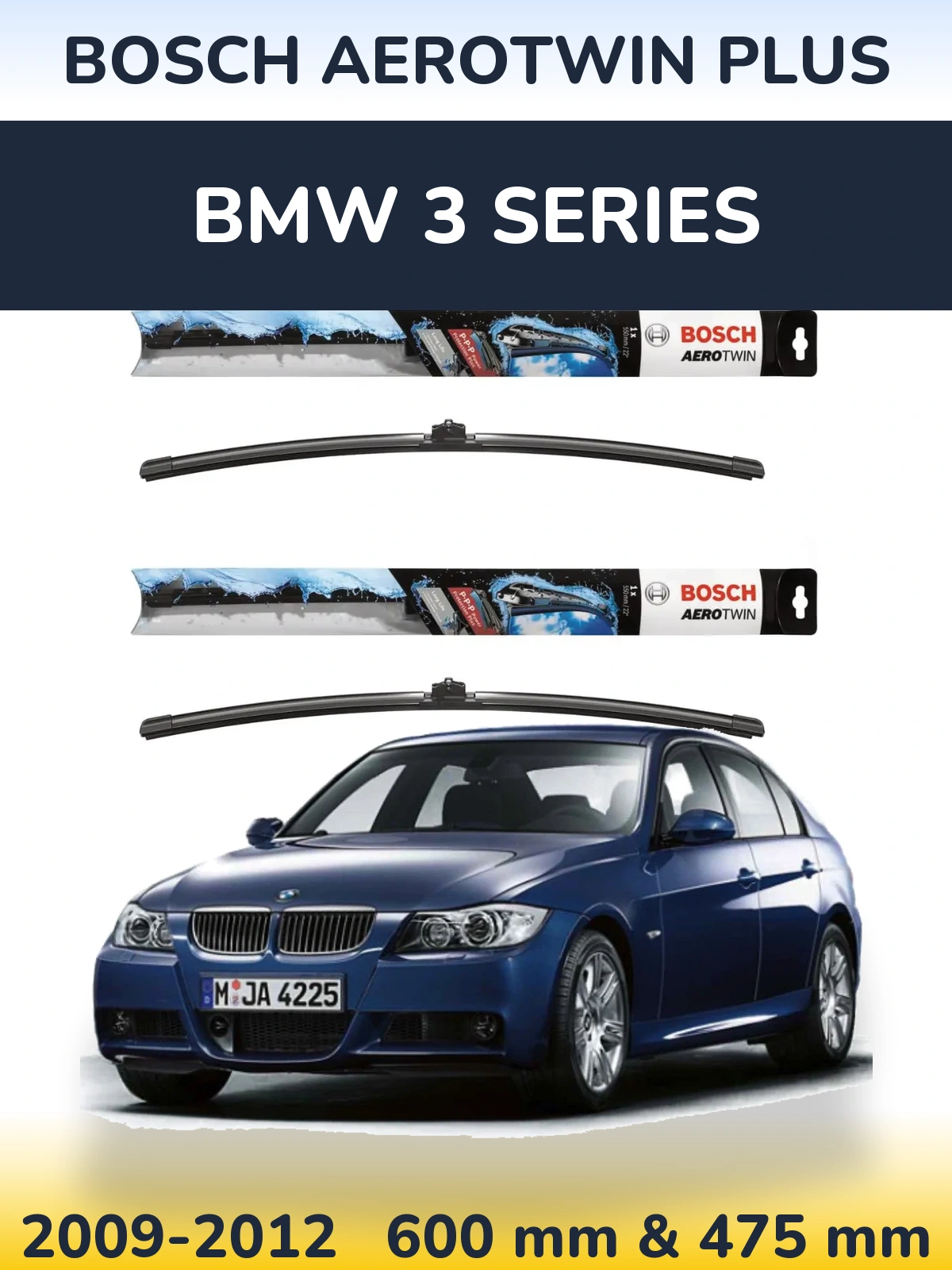 Komplet przednich wycieraczek BOSCH AeroTwin Plus 600 & 475 mm do BMW Seria 3 2009-2012