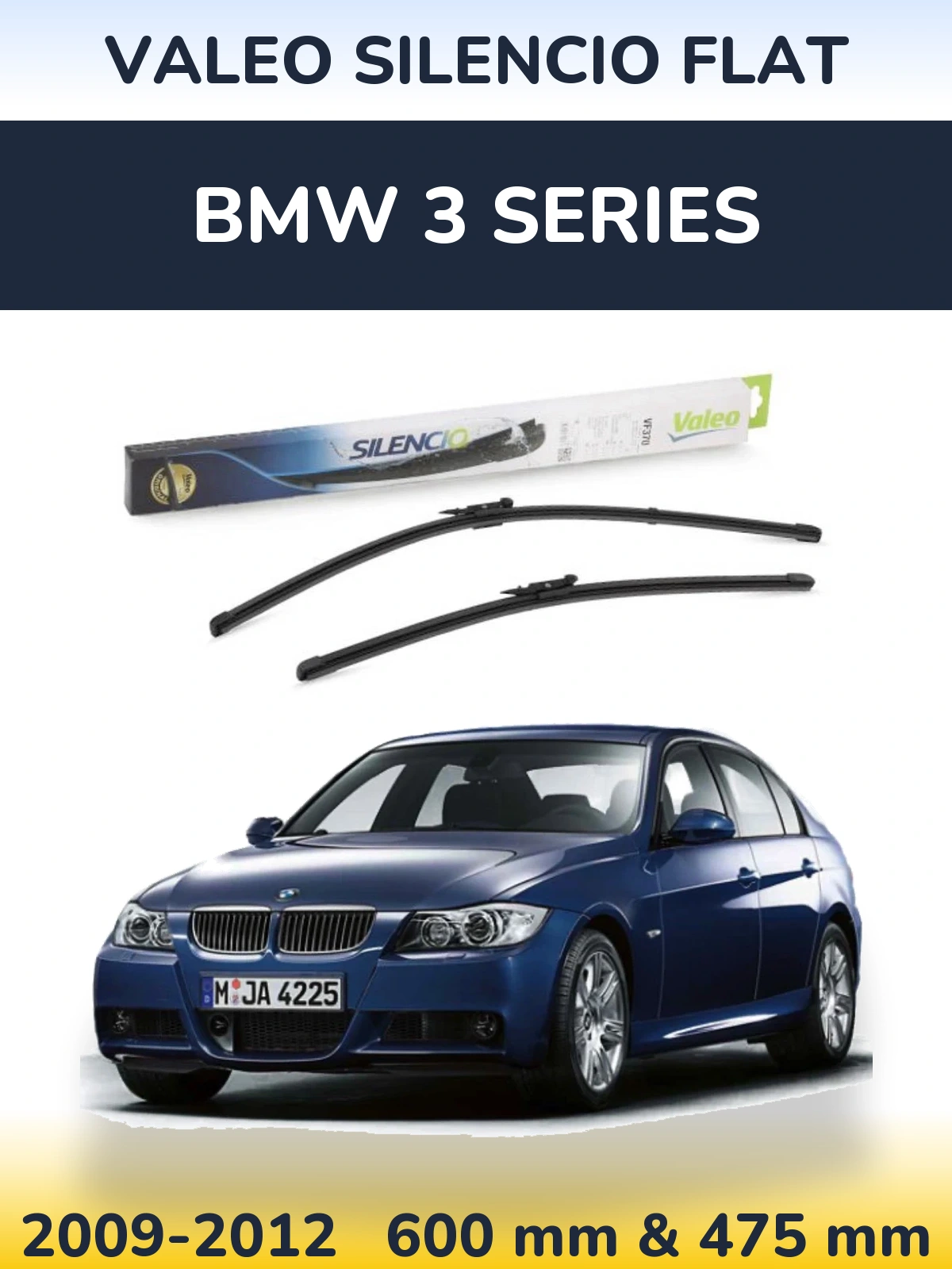 Komplet przednich wycieraczek Valeo Silencio Flat 600 & 475 mm do BMW Seria 3 2009-2012