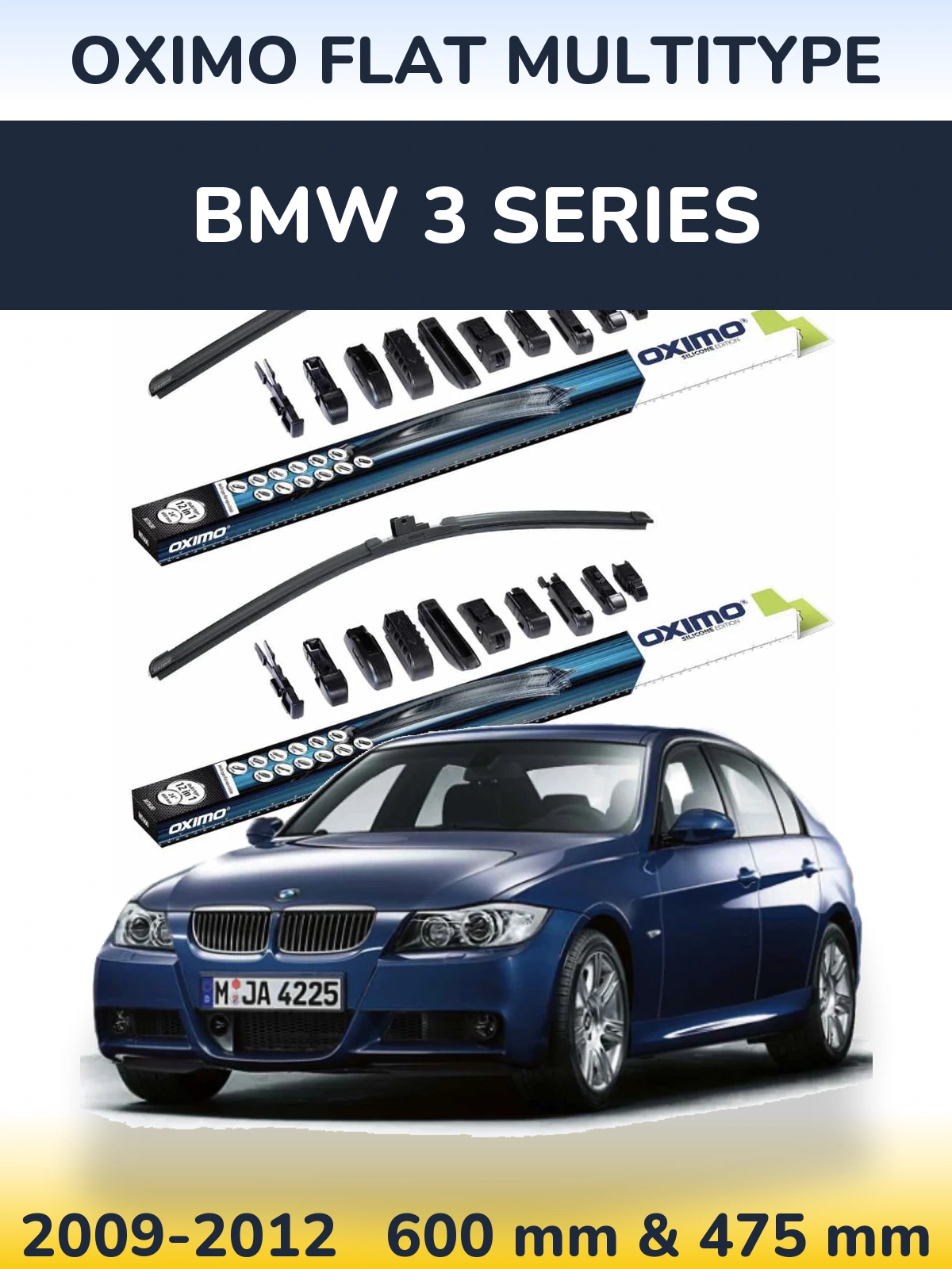 Комплект передних дворников Oximo Flat MultiТипe 600 & 475 мм для BMW 3 Series 2009-2012