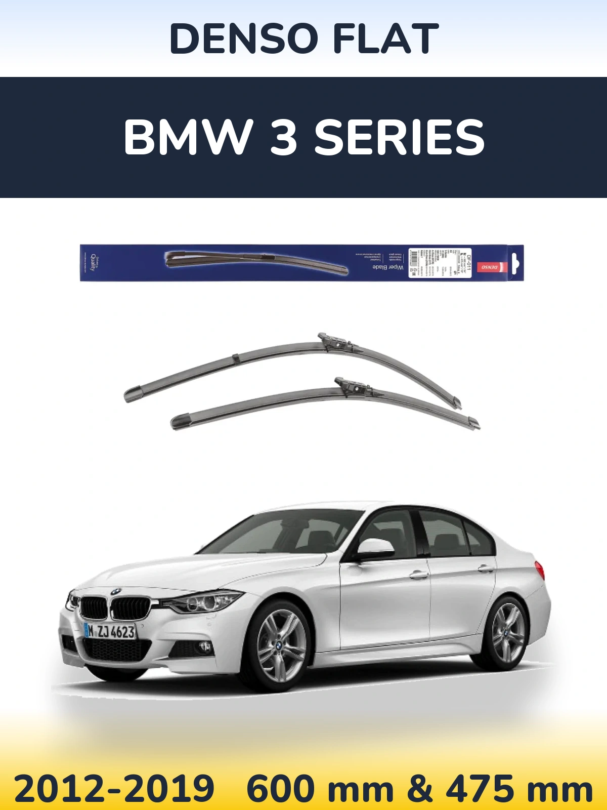 Komplet przednich wycieraczek Denso Flat 600 & 475 mm do BMW Seria 3 2012-2019