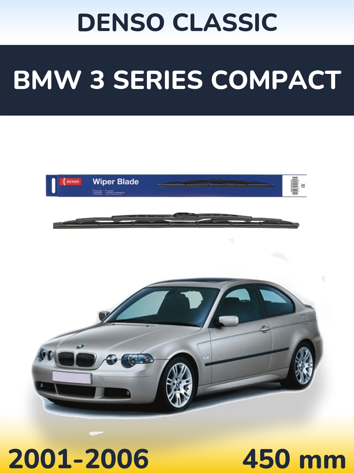 Tylna wycieraczka Denso Classic 450 mm do BMW Seria 3 Compact 2001-2006