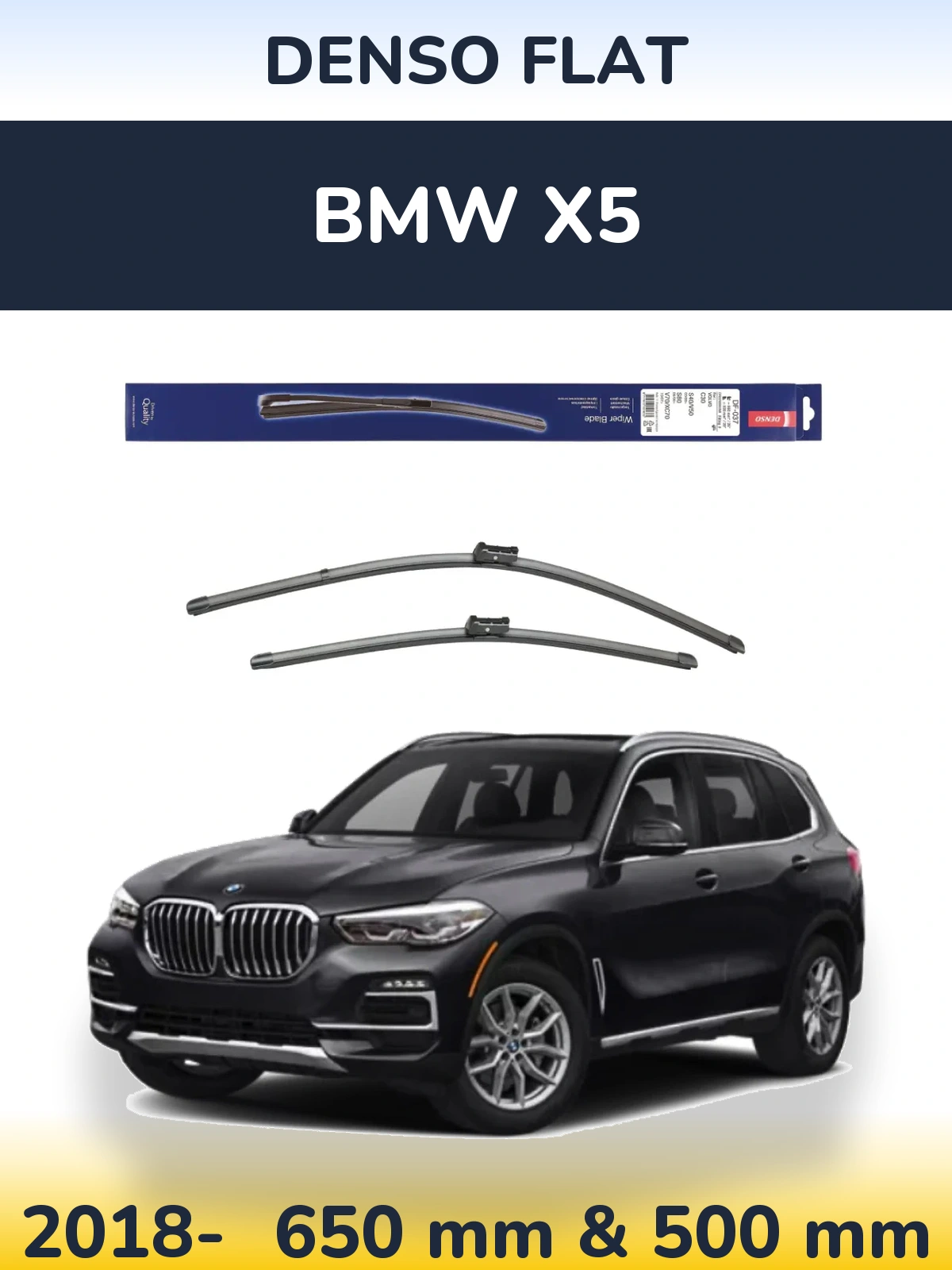 Front wiper blade set Denso Flat 650 & 500 mm for BMW X5 2018-2026