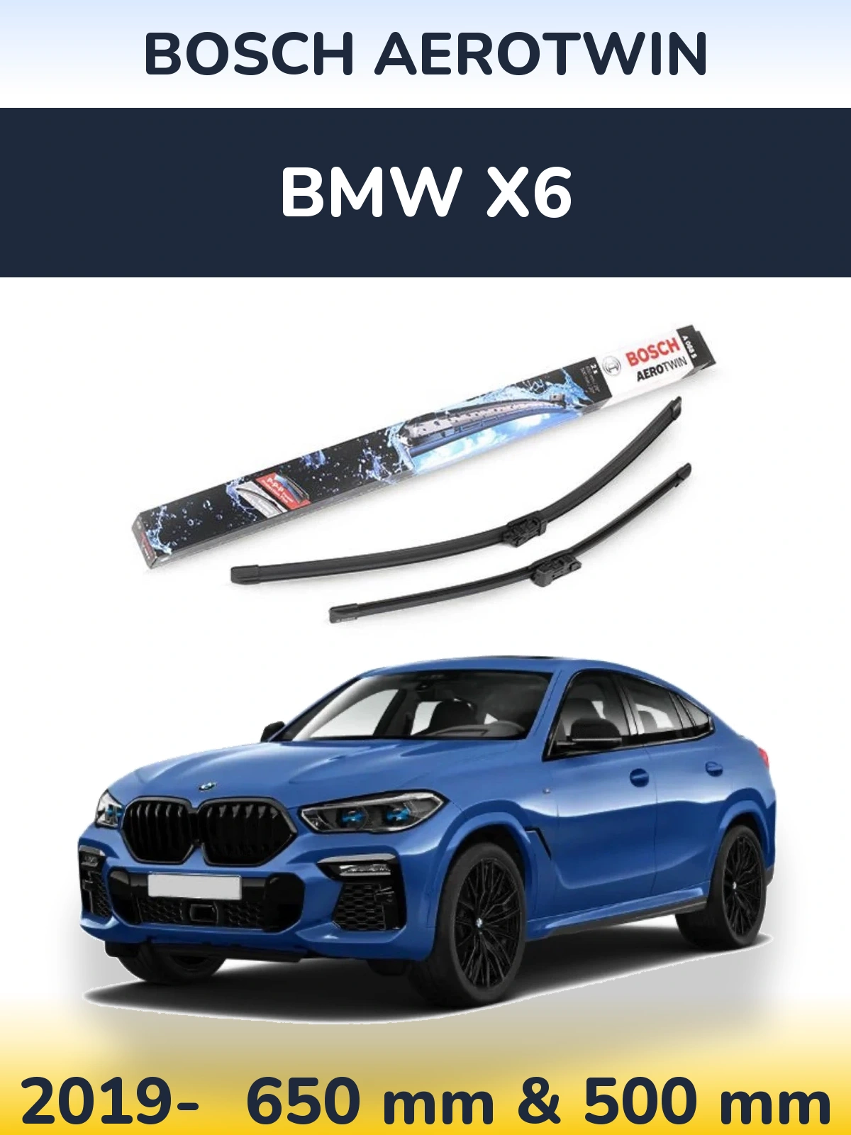 Komplet przednich wycieraczek BOSCH AeroTwin 650 & 500 mm do BMW X6 2019-2026