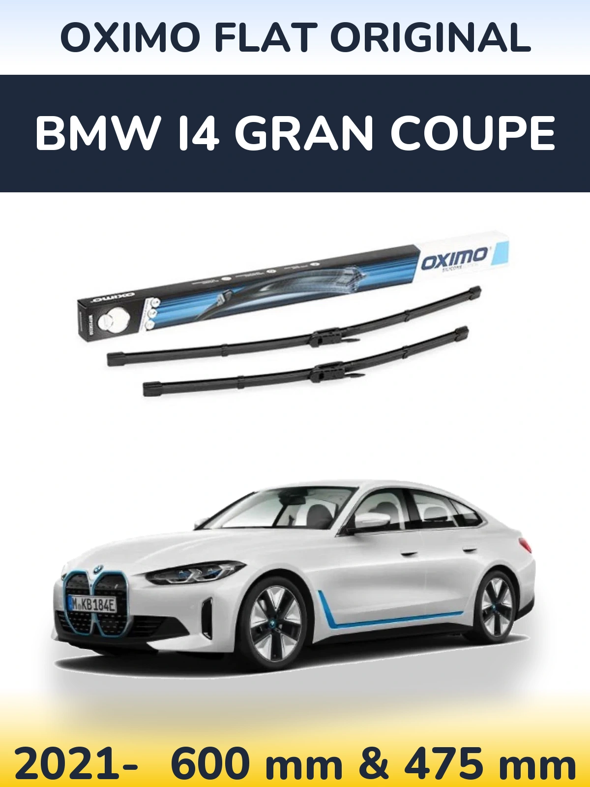 Комплект передних дворников Oximo Flat Original 600 & 475 мм для BMW i4 Gran Coupe 2021-2026