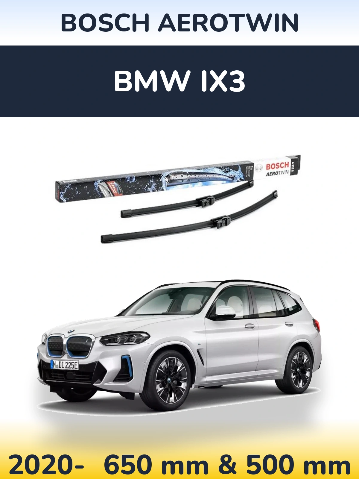 Komplet przednich wycieraczek BOSCH AeroTwin 650 & 500 mm do BMW iX3 2020-2026