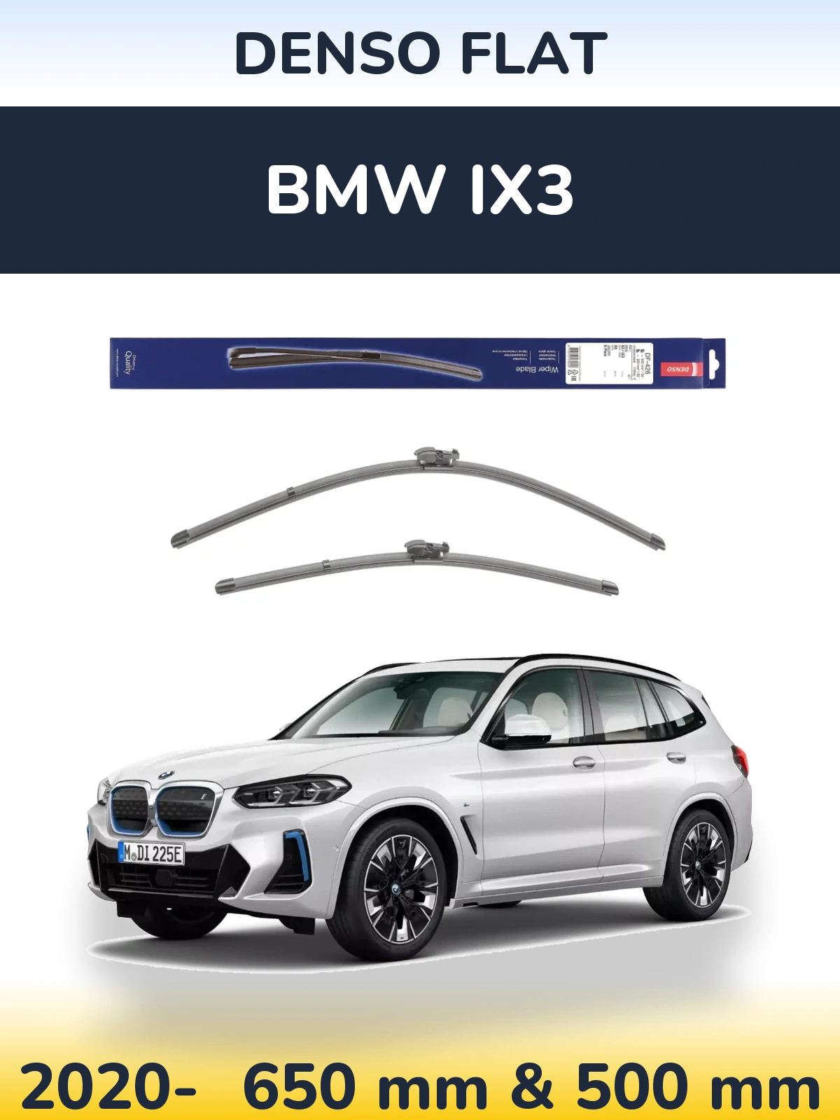 Front wiper blade set Denso Flat 650 & 500 mm for BMW iX3 2020-2026