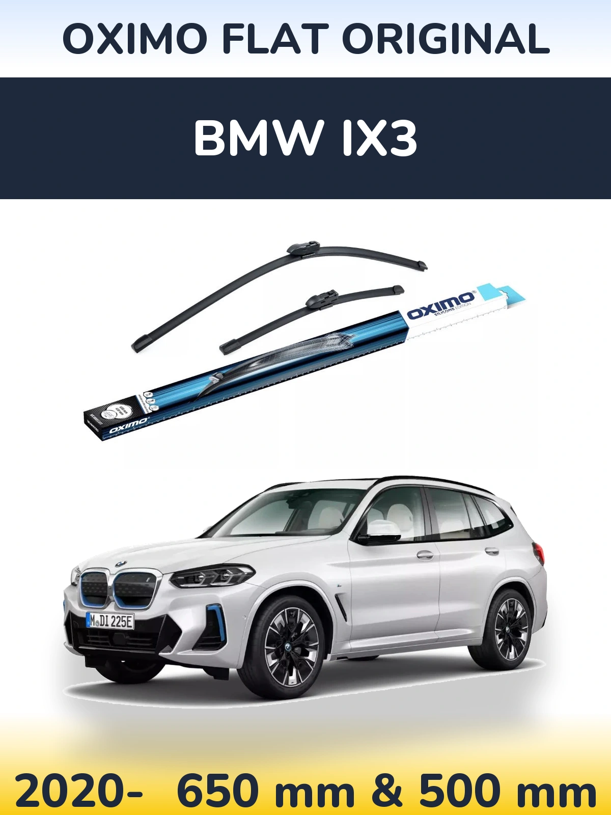 Комплект передних дворников Oximo Flat Original 650 & 500 мм для BMW iX3 2020-2026