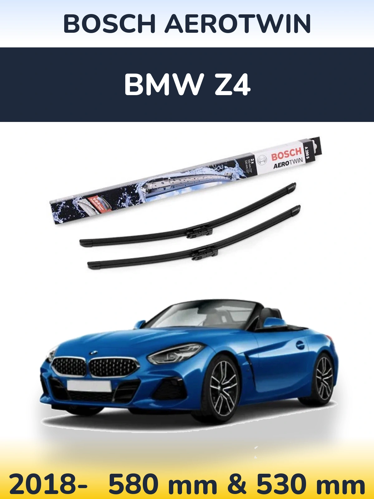 Комплект передних дворников BOSCH AeroTwin 550 & 530 мм для BMW Z4 2018-2026