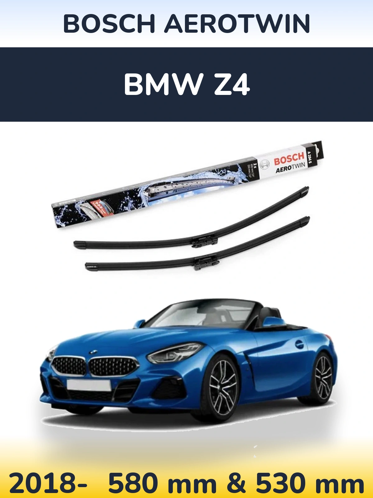 Комплект передніх щіток BOSCH AeroTwin 600 & 550 мм для BMW Z4 2018-2026
