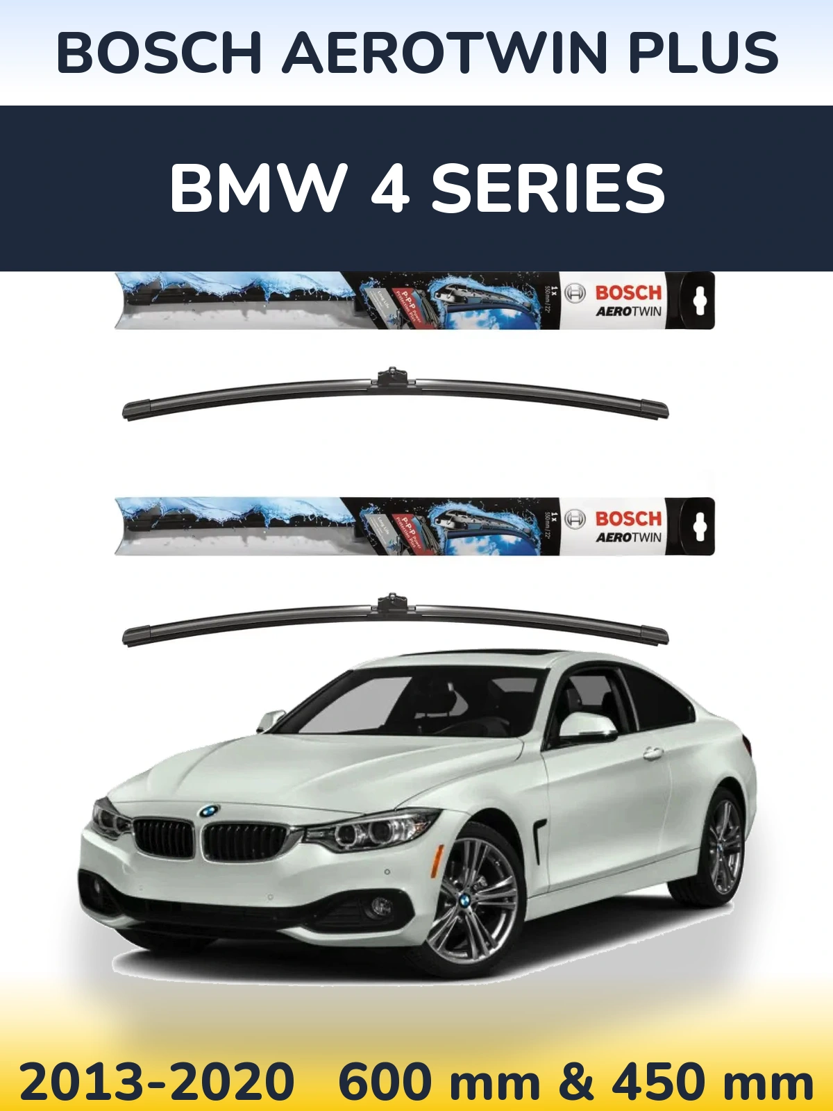 Комплект передних дворников BOSCH AeroTwin Plus 600 & 450 мм для BMW 4 Series 2013-2020