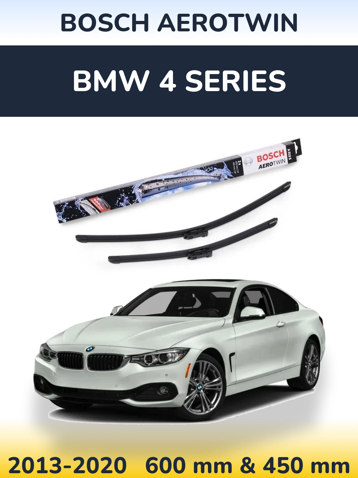 Комплект передних дворников BOSCH AeroTwin 600 & 450 мм для BMW 4 Series 2013-2020