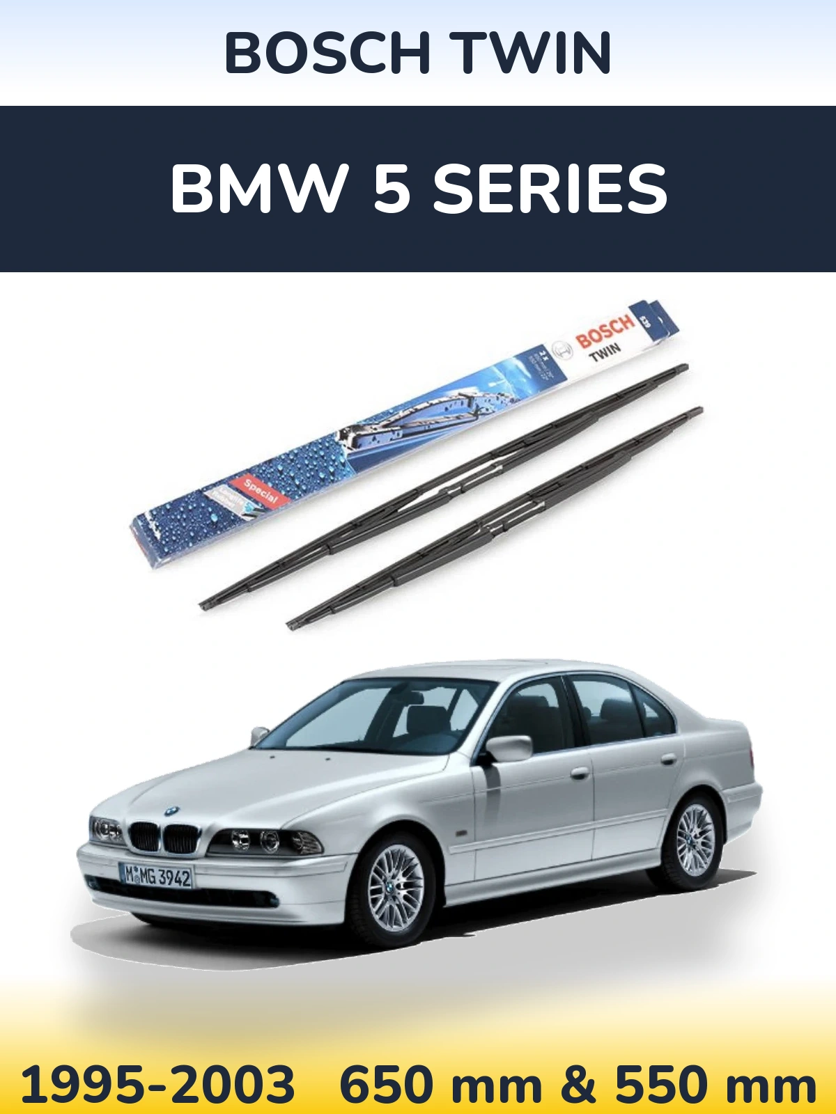 Комплект передних дворников BOSCH Twin 650 & 550 мм для BMW 5 Series 1995-2003