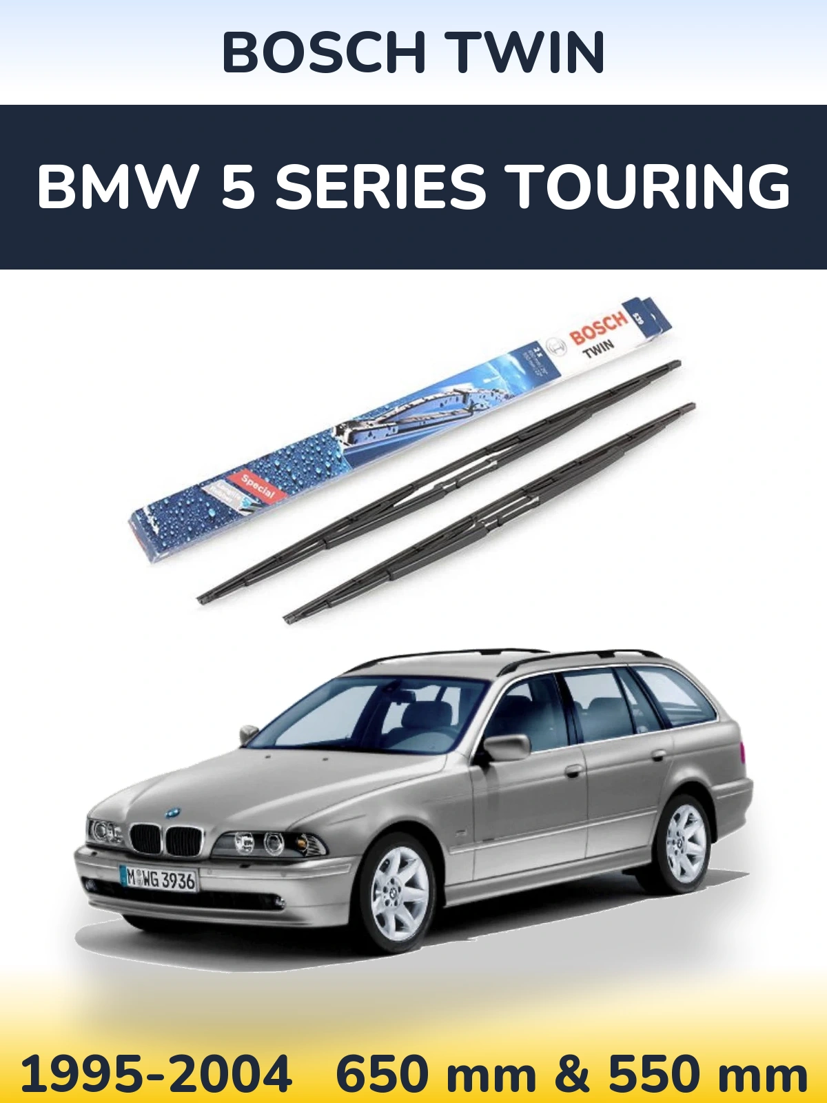 Комплект передних дворников BOSCH Twin 650 & 550 мм для BMW 5 Series Touring 1995-2004