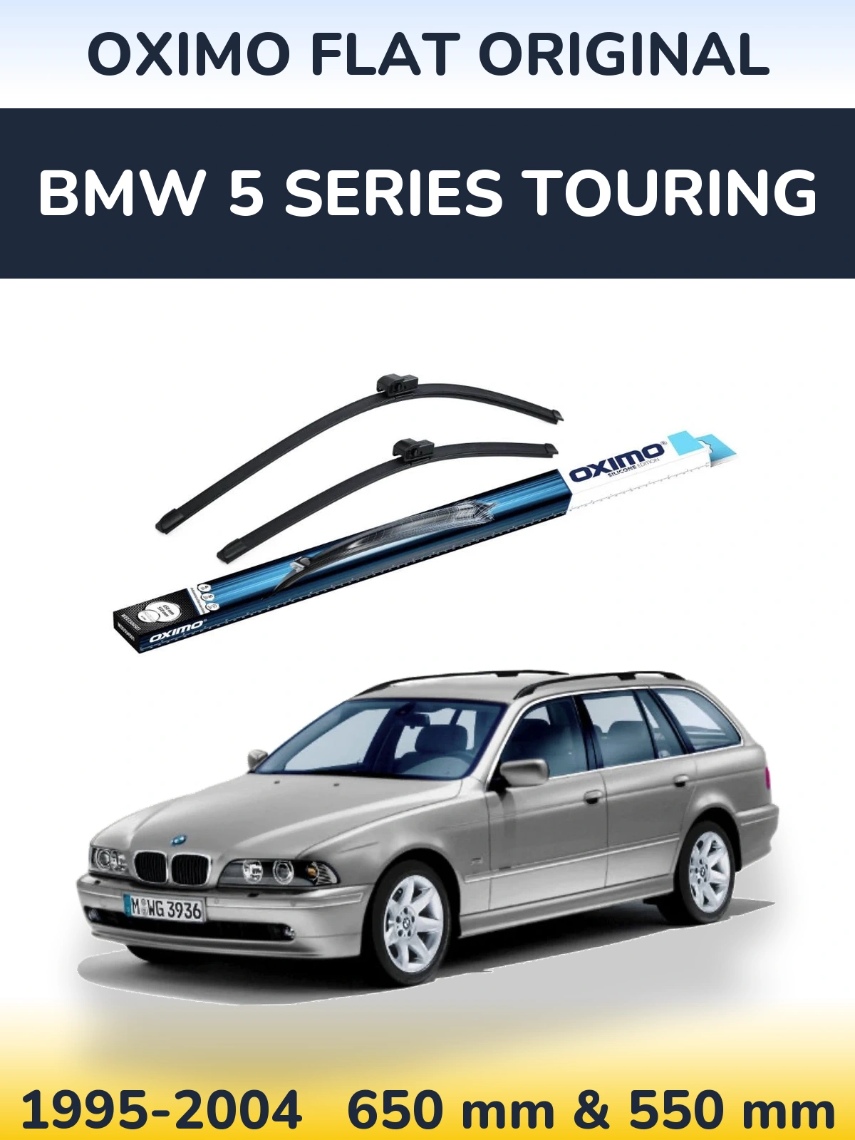 Front wiper blade set Oximo Flat Original 650 & 550 mm for BMW 5 Series Touring 1995-2004