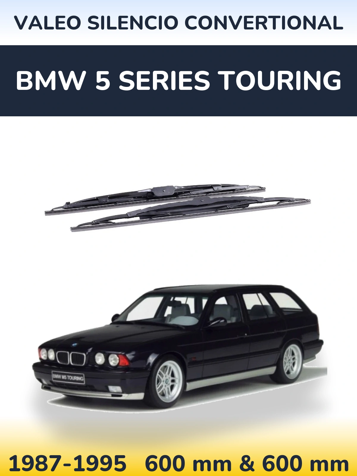 Front wiper blade set Valeo Silencio Convertional 600 & 600 mm for BMW 5 Series Touring 1987-1995