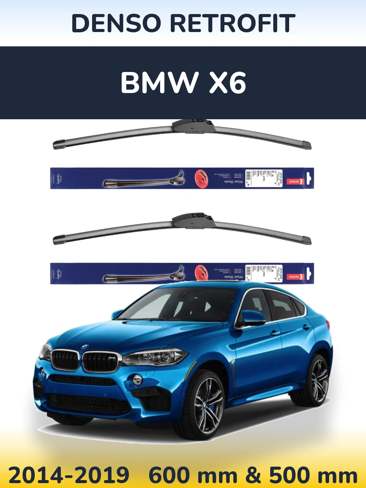 Комплект передних дворников Denso Retrofit 600 & 500 мм для BMW X6 2014-2019
