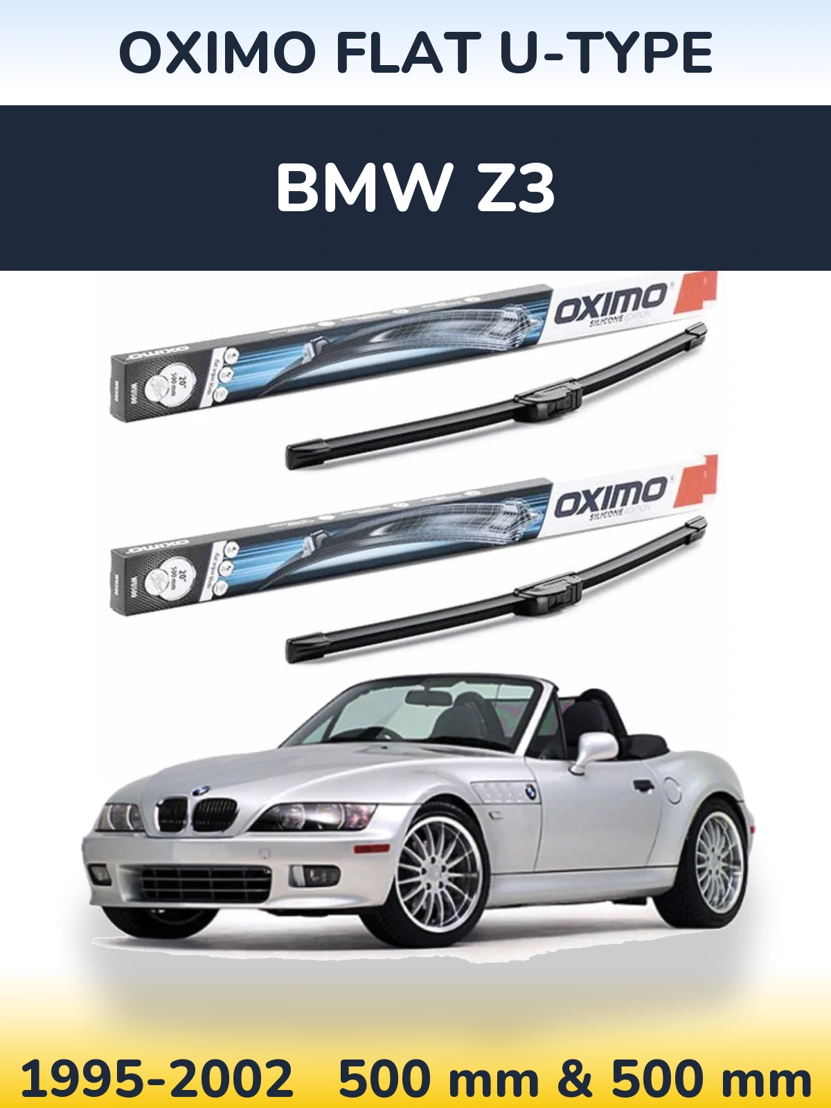 Комплект передних дворников Oximo Flat U-type 500 & 500 мм для BMW Z3 1995-2002