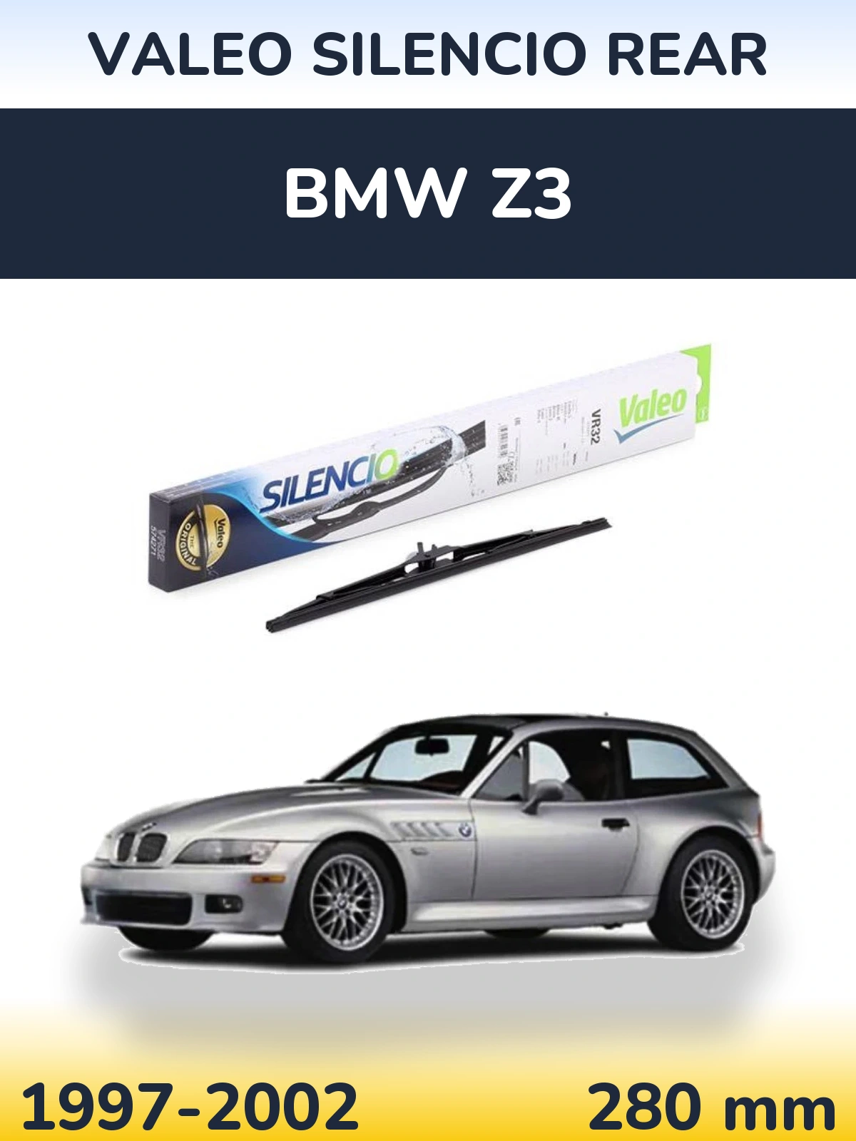 Задний дворник Valeo Silencio Rear 280 мм для BMW Z3 1997-2002