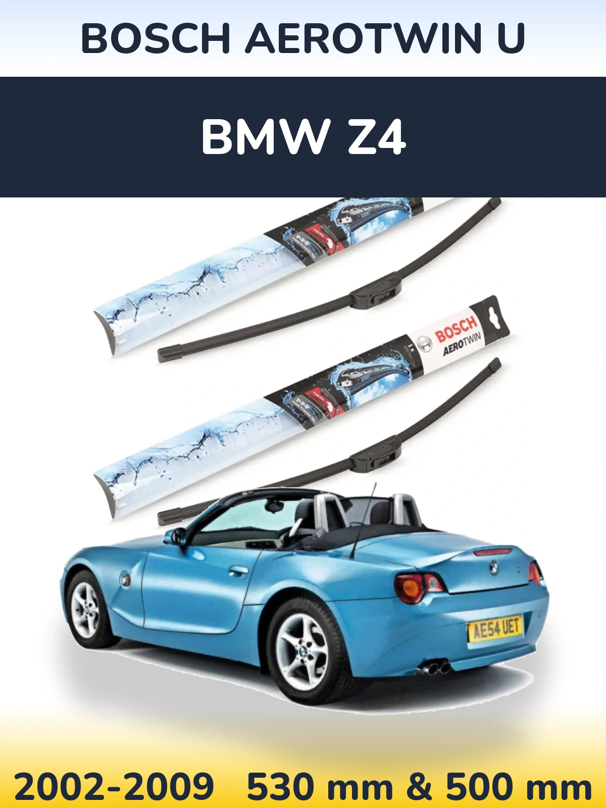 Komplet przednich wycieraczek BOSCH AeroTwin U 530 & 500 mm do BMW Z4 2002-2009